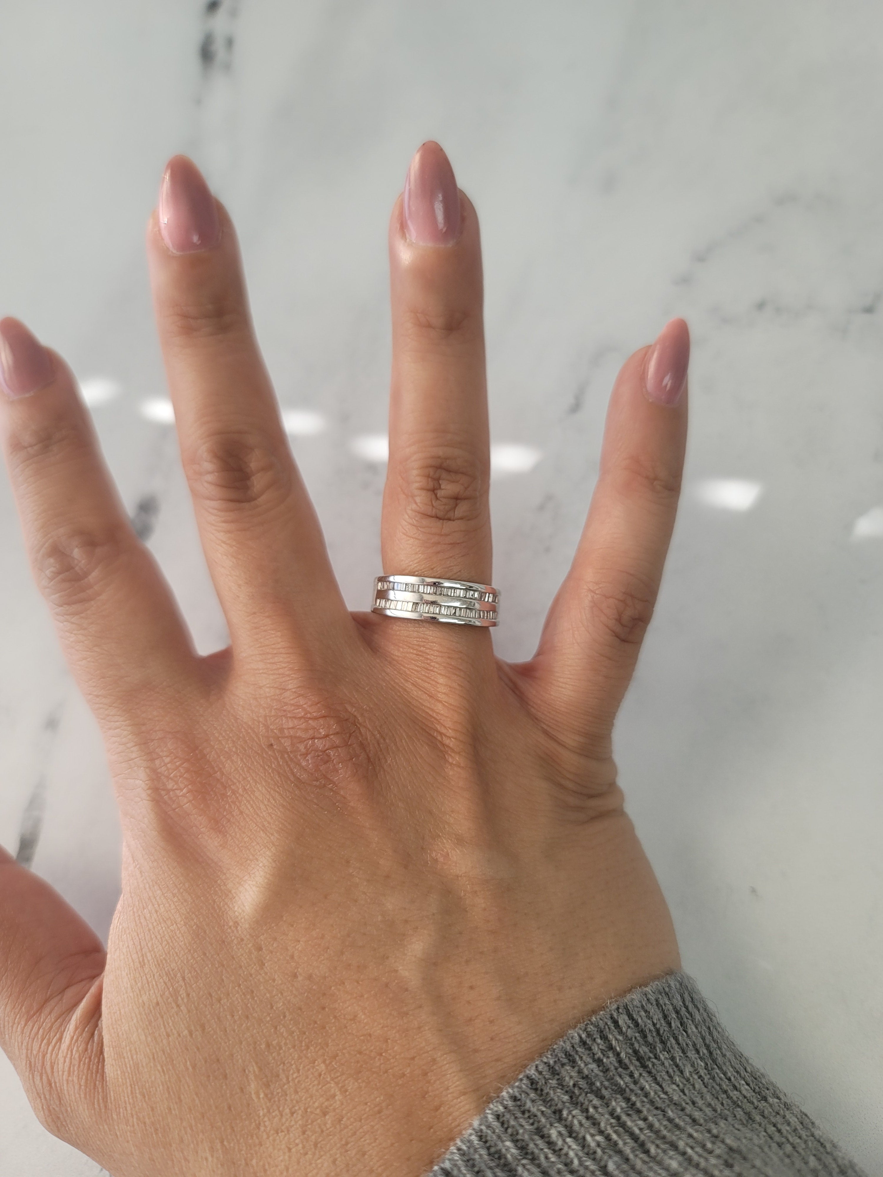 7MM Double Row Baguette Diamond Wedding Band for Women - Elegant Stackable Ring for Bridal, Anniversary & Special Occasions
