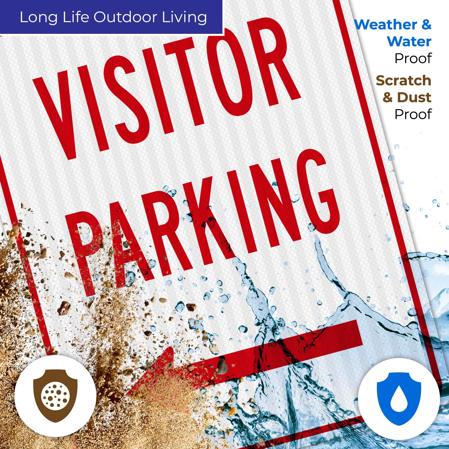Left Side Visitor Parking Sign - 24x30 Inches, 3M EGP Reflective .080 Aluminum, Fade Resistant, Easy Mounting for Indoor/Outdoor Use - Made in USA - Perfect for Office Buildings, Schools & Residential Areas