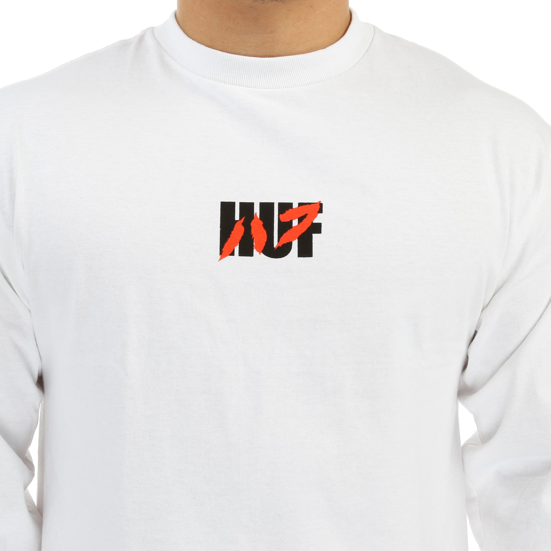 Huf Asa Long Sleeve T-Shirt for Men - White Cotton Casual Tee for Streetwear & Skateboarding