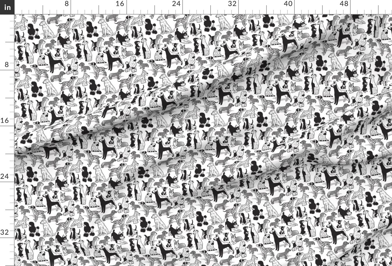 Dog Breeds Printed Minky Fabric by The Yard - Small Scale Geometric Black & White Pet Pattern for Sewing Baby Blankets, Quilt Backing & Plush Toys | Soft Cuddle Fabric for DIY Pet Accessories & Nursery Decor