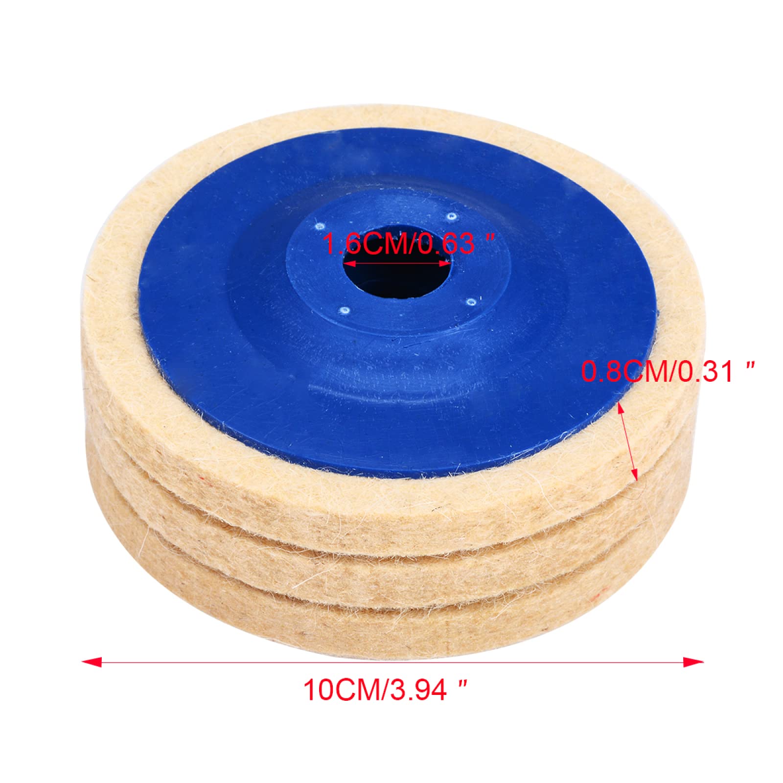 3-Pack 4-Inch Wool Polishing Wheels - Buffing & Grinding Felt Discs for Wood, Metal & Abrasive Tools - Perfect for DIY Projects, Jewelry Making & Automotive Polishing