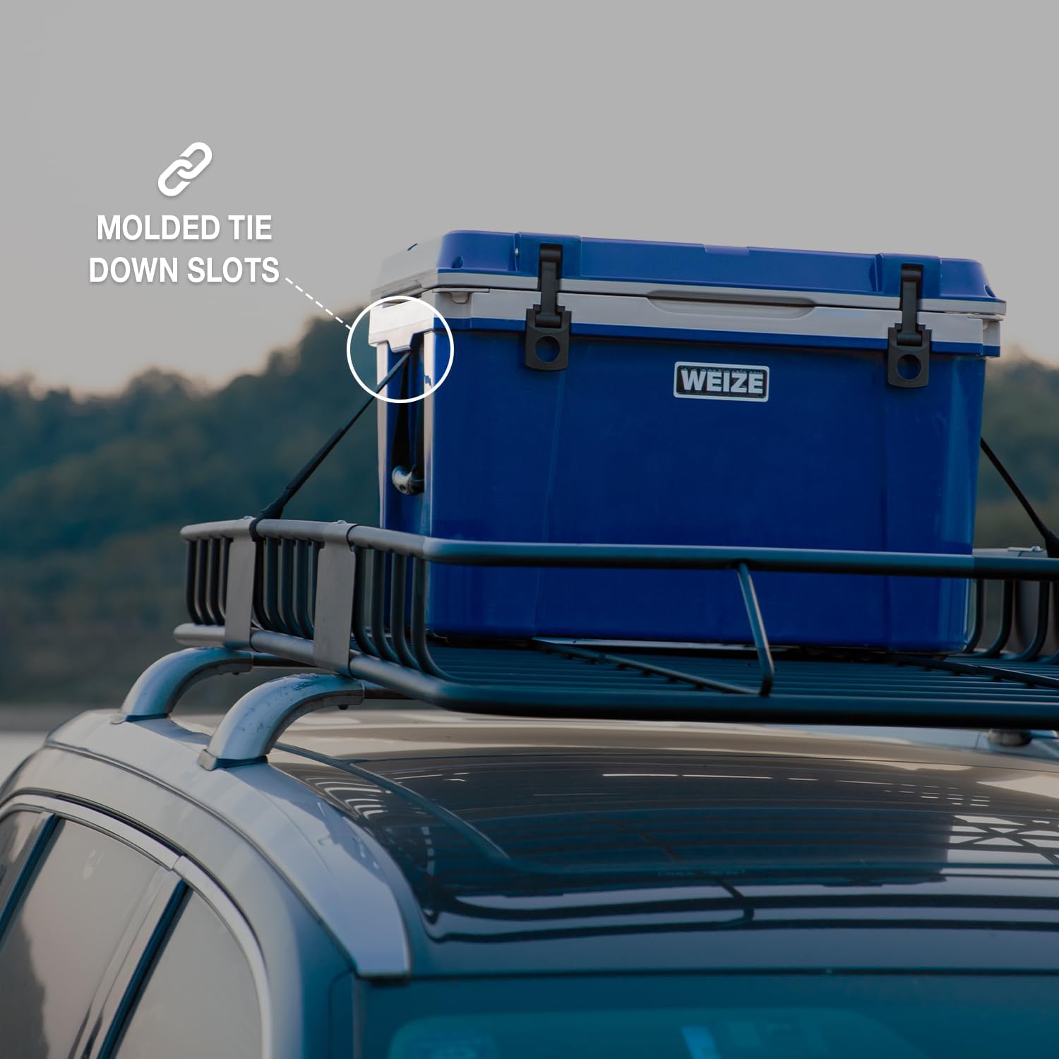 WEIZE 55 Quart Ultra Lightweight Hard Cooler - Insulated Ice Chest Box with Bottle Opener, Keeps Ice for 8 Days, Portable for Camping, Beach, Picnics & Outdoor Adventures (Blue)