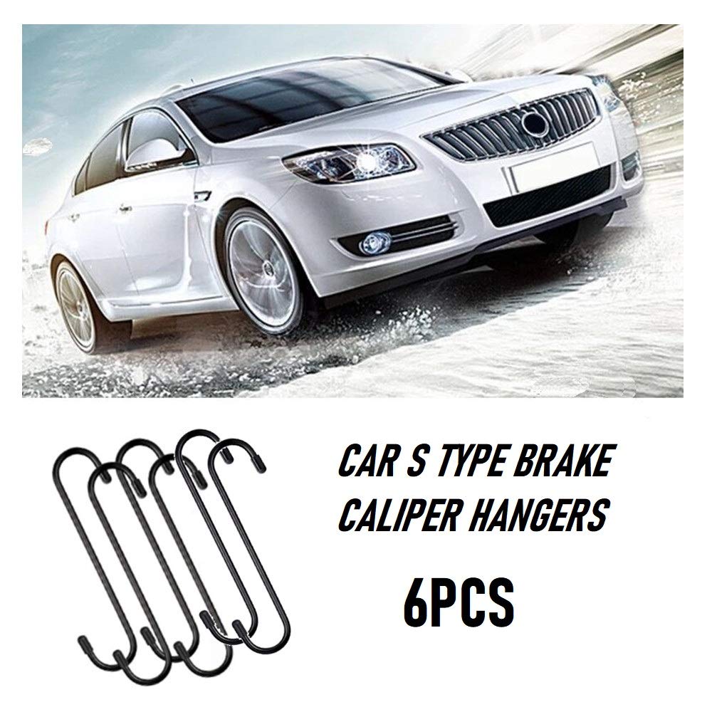 REENFAYA 6PCS Black Brake Caliper Hangers with Rubber Tips - Heavy Duty Automotive Tool for Suspension, Disc Brake Caliper, Bearing & Axle Maintenance - Perfect for DIY Car Repair & Professional Mechanic Use