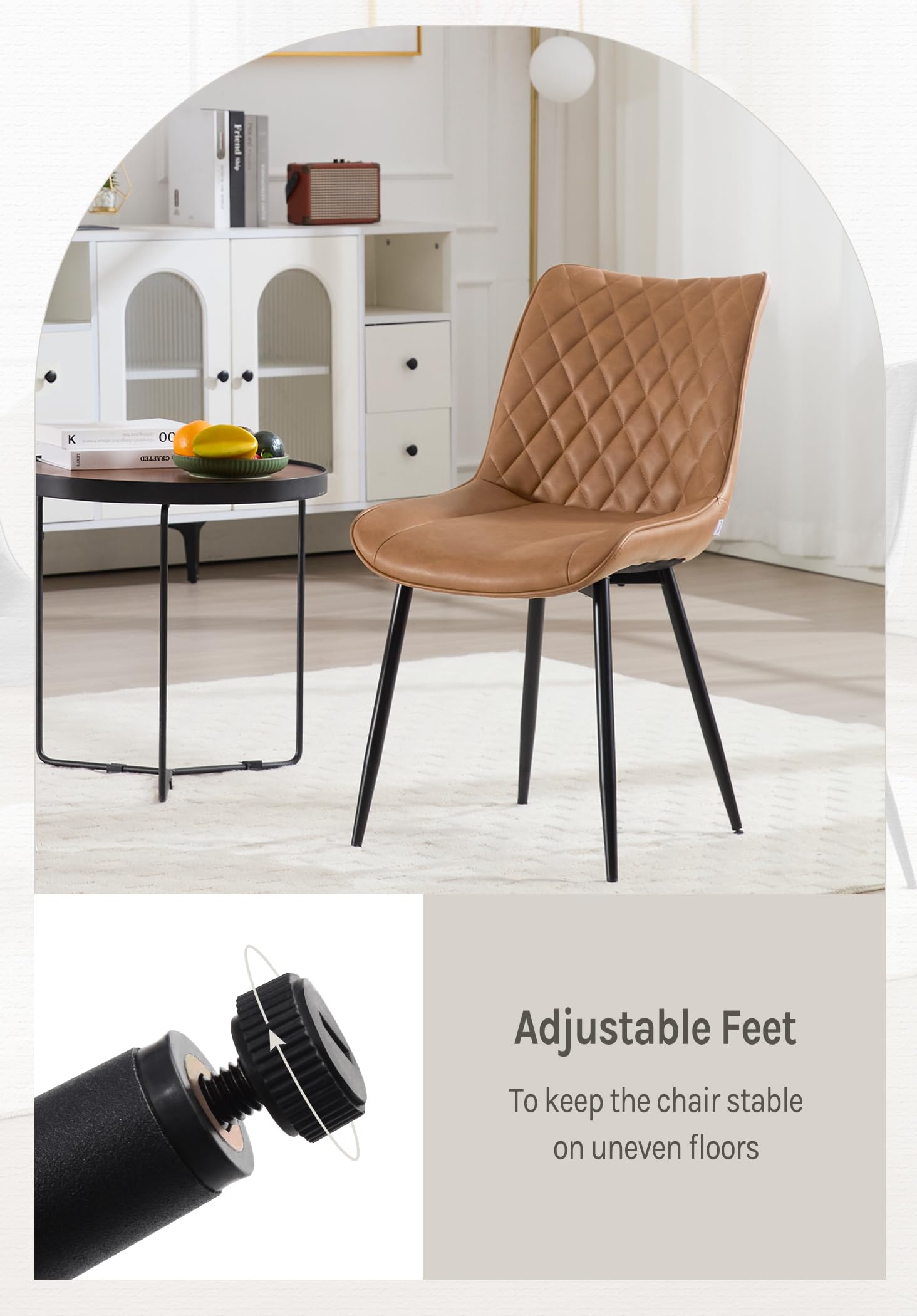 WOLTU 4-Piece Counter Height Dining Chairs Set - Light Brown Leatherette Upholstered Kitchen Bar Stools with Padded Seat & Backrest - Perfect for Breakfast Nook, Kitchen Island, and Home Bar Seating
