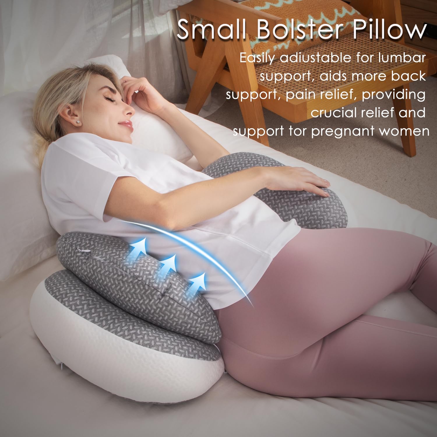 3-in-1 Maternity Pillow for Pregnant Women - Full Body Support Pillow for Back, Hips & Legs - Adjustable Pregnancy Pillow for Sleeping with Detachable Cover - Grey - Perfect for Side Sleeping, Nursing & Relaxation During Pregnancy