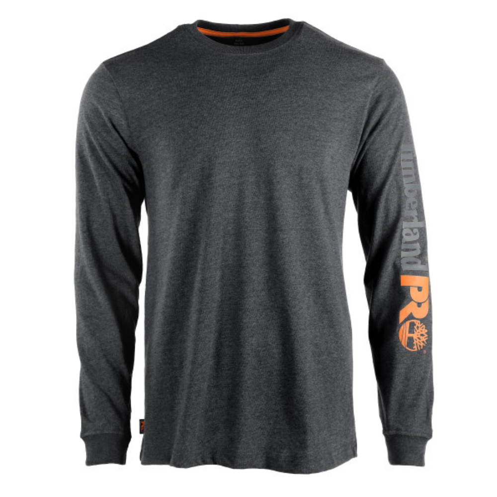 Timberland PRO Men's Core Logo Long Sleeve T-Shirt - Grey Heather - Durable Workwear for Construction & Outdoor Activities