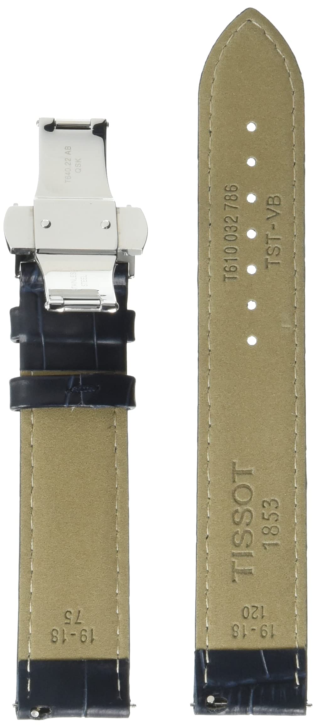 Tissot Genuine Leather Blue Watch Band 19mm Replacement Strap for T852032781 - Perfect for Dress Watches & Formal Occasions
