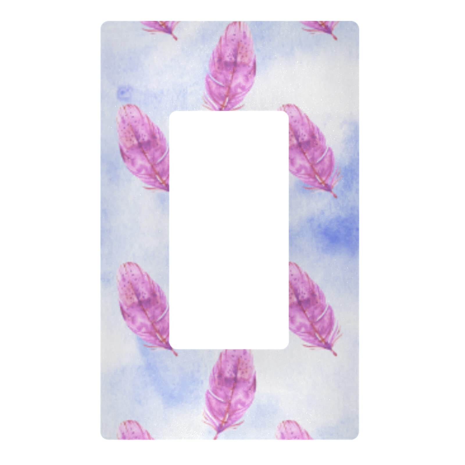 Pink Feather Art Plates Single Rocker Switch Plate Cover - Elegant Wall Plate Cover for Home Decor, Perfect for Living Room, Bedroom & Office Decorations