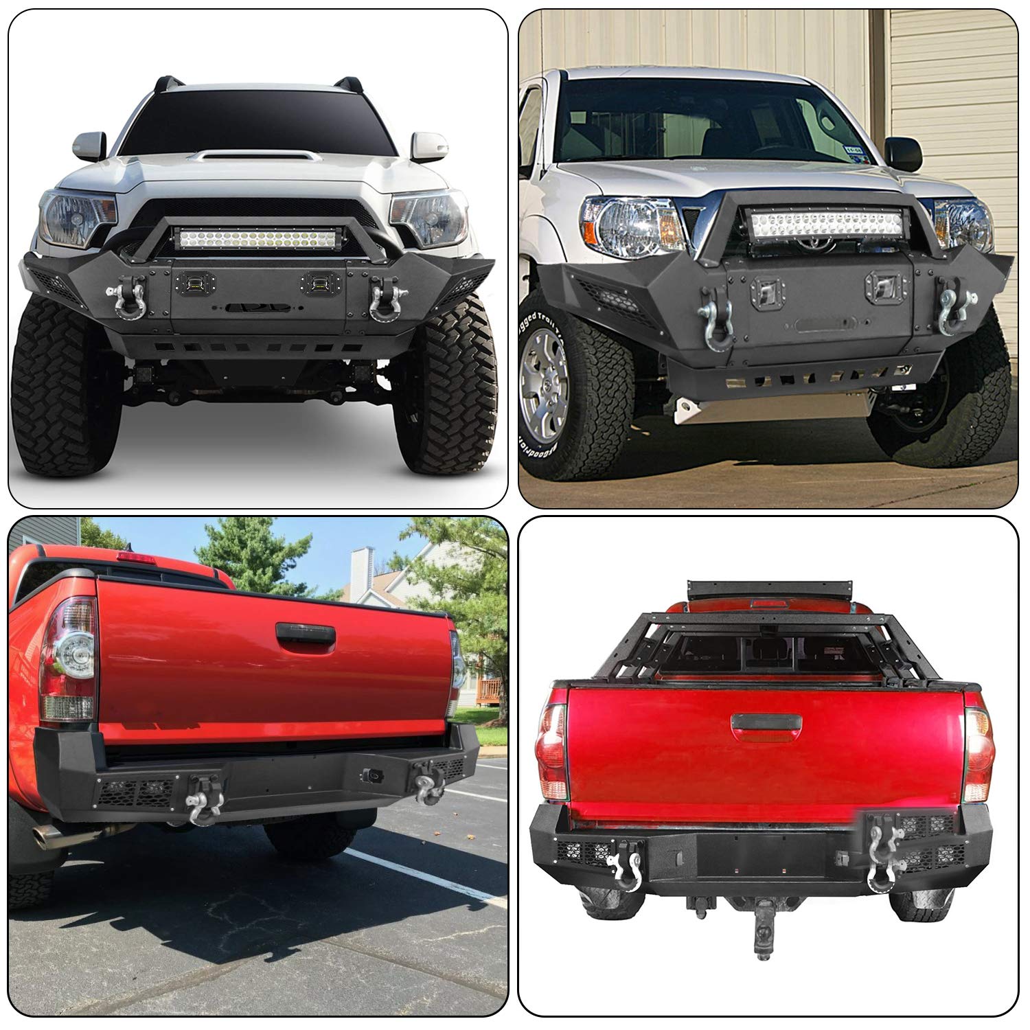 2005-2015 Toyota Tacoma Front & Rear Bumper Set with Winch Bracket - Textured Black Off-Road Bumpers for Enhanced Protection & Style | Perfect for Off-Roading, Overlanding & Truck Customization