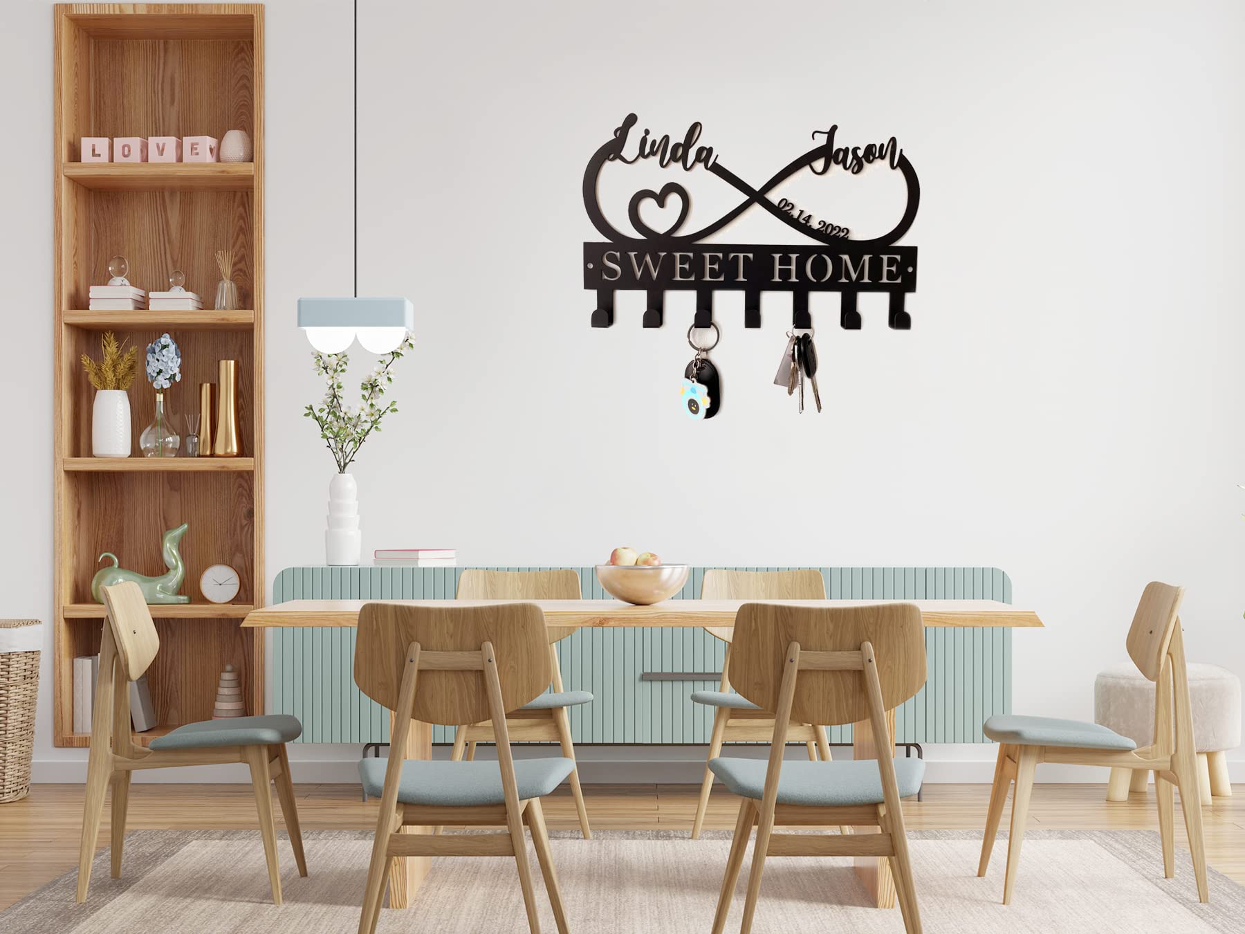 Personalized Metal Infinity Heart Key Hooks - Custom Wall Key Holder & Key Rack for Hanger - Unique Housewarming & Anniversary Gift - Perfect for Entryway, Bedroom, or Office Organization
