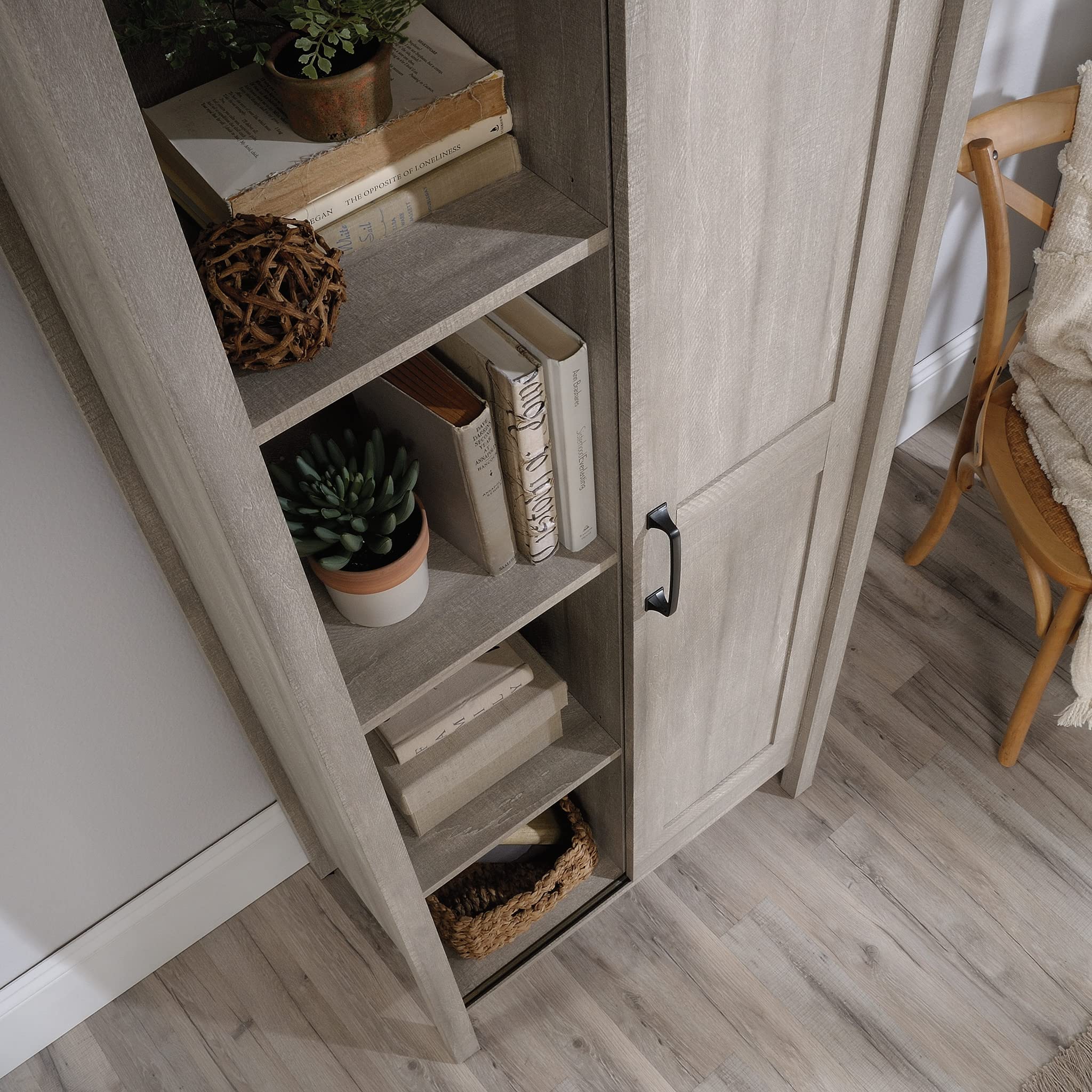 Sauder Spring Maple Sliding Door Storage Cabinet - Pantry Organizer for Kitchen, Bathroom, or Office - 36 Inch Wide Freestanding Storage Unit with Adjustable Shelves