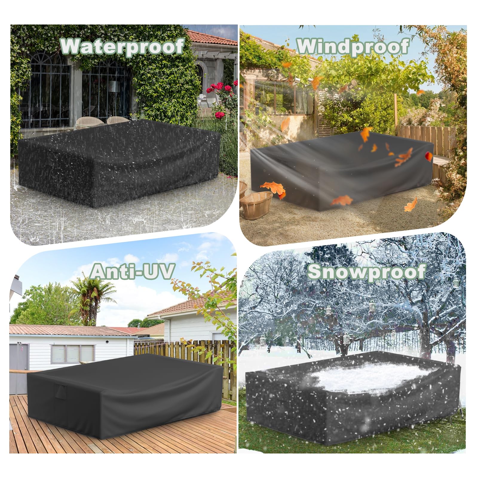 **Heavy Duty 500D Waterproof Outdoor Patio Furniture Cover - 90x64x28 Inch, Black - Protects Table, Sofa & Chair Sets from Rain, Sun & Dust (Ideal for Backyard, Deck & Garden Use)**