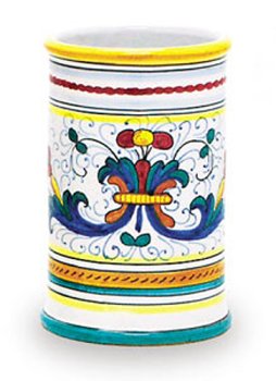 Hand Painted Ricco Utensil Holder - Italian Ceramic Kitchen Organizer | Deruta Handmade Pottery | Perfect for Countertop Storage & Kitchen Decor