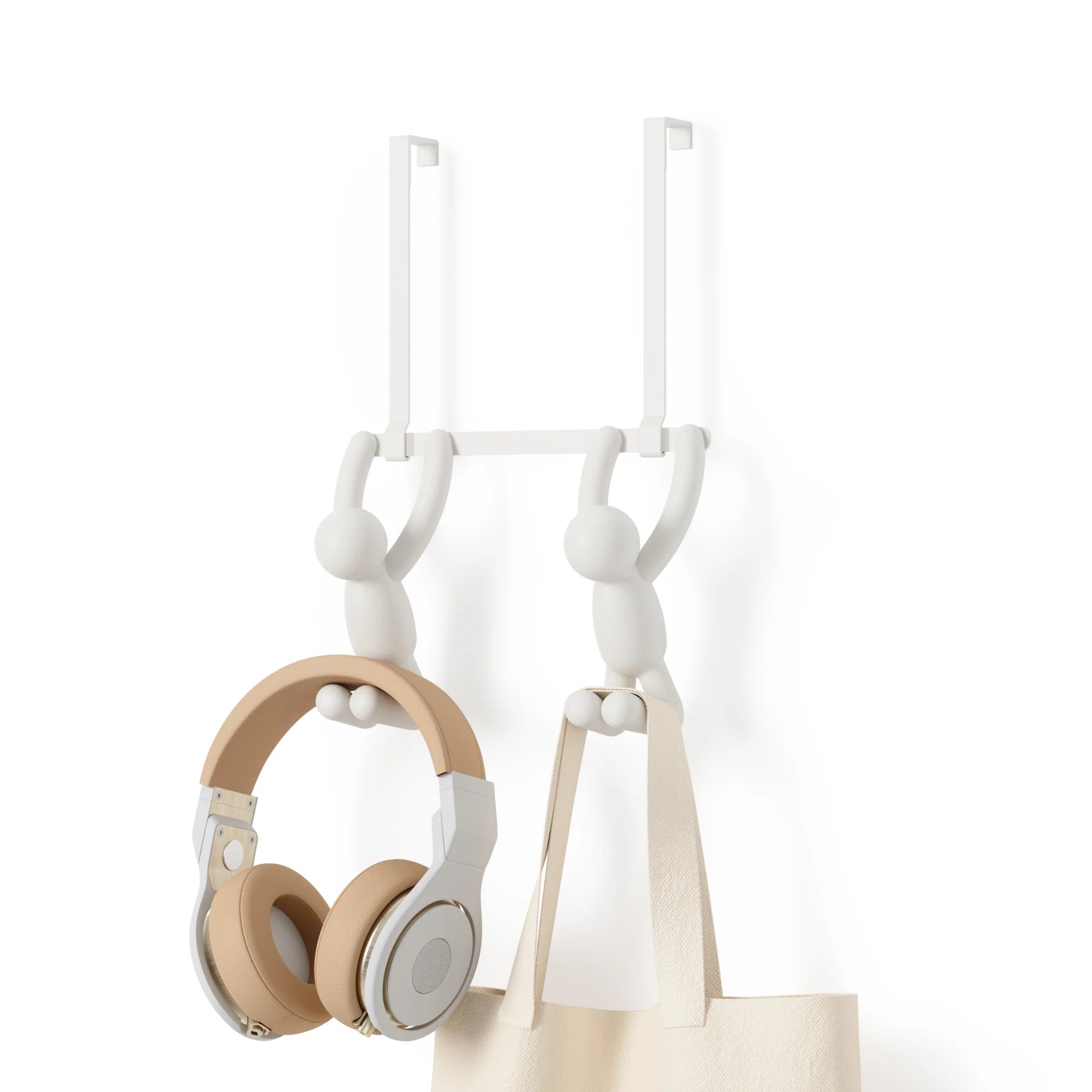 Buddy Over The Door 2 Hook White - Space Saving Hooks for Bathroom, Bedroom & Kitchen Organization