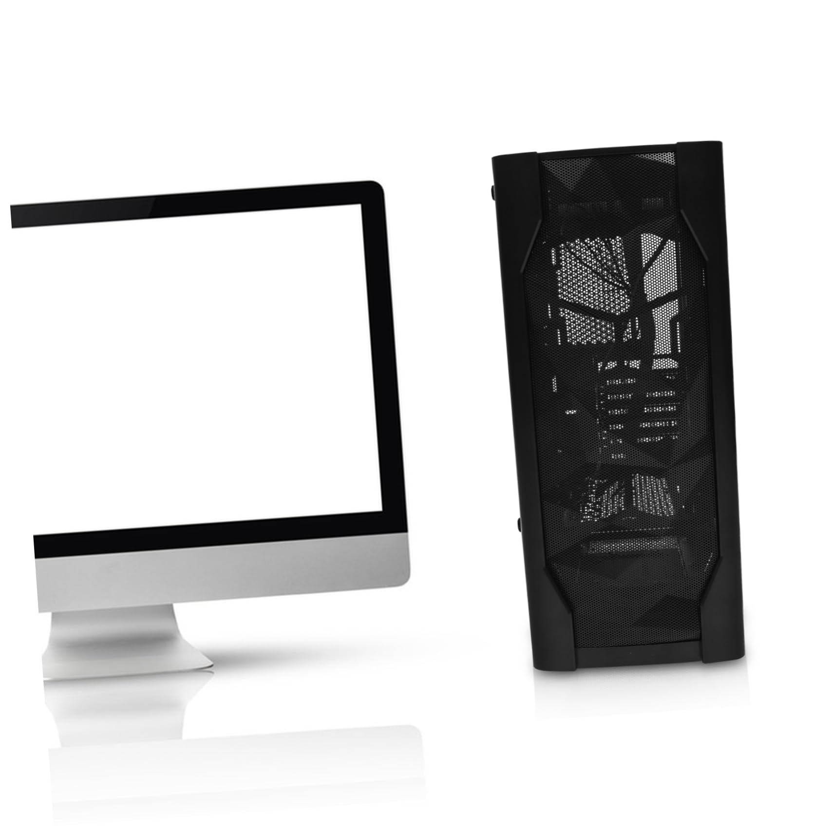 Lurrose Replacement Computer Case for Desktop PC - Side View Gaming Tower Case for Internet Cafe, Home & Office Use