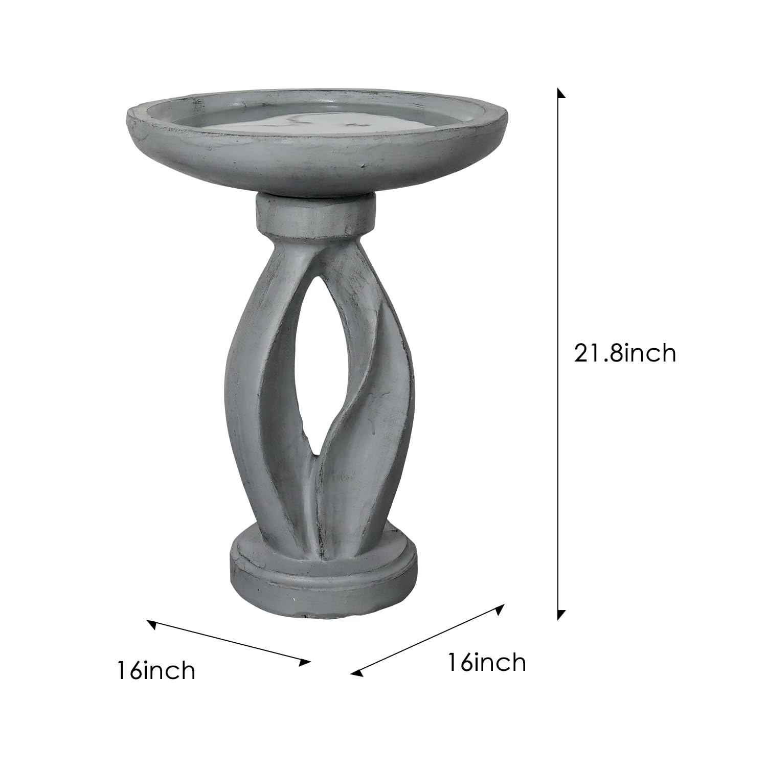 SunJet 21.8 Inch Modern Concrete Bird Bath - Sleek Minimalist Design, Sturdy & Elegant Garden Decor for Patio, Yard & Lawn | Attracts Birds & Enhances Outdoor Spaces