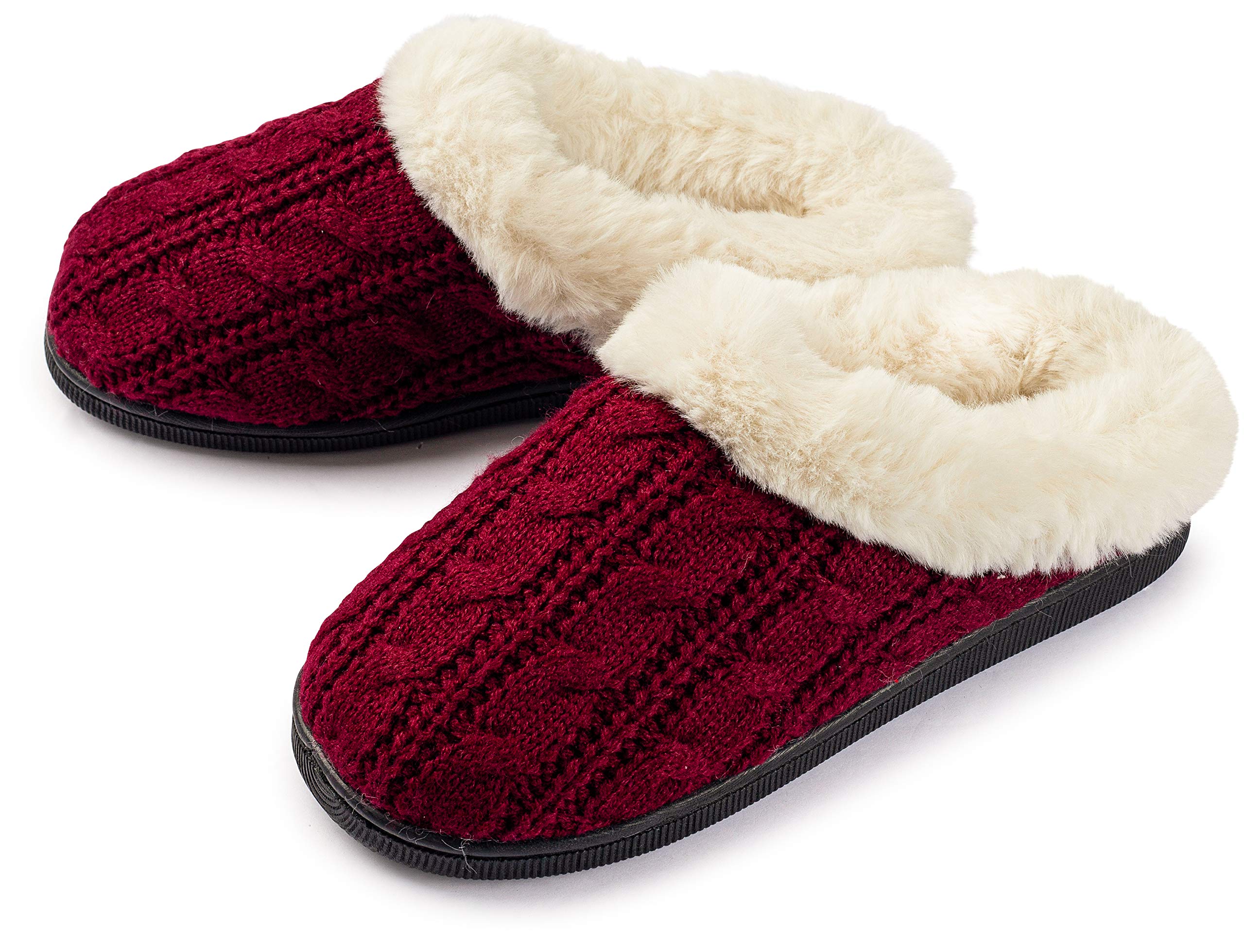 Cozy Girls Cable Knit Slippers - Fleece Lined House Shoes for Indoor & Outdoor Wear - Perfect for Winter, Home, and School Comfort