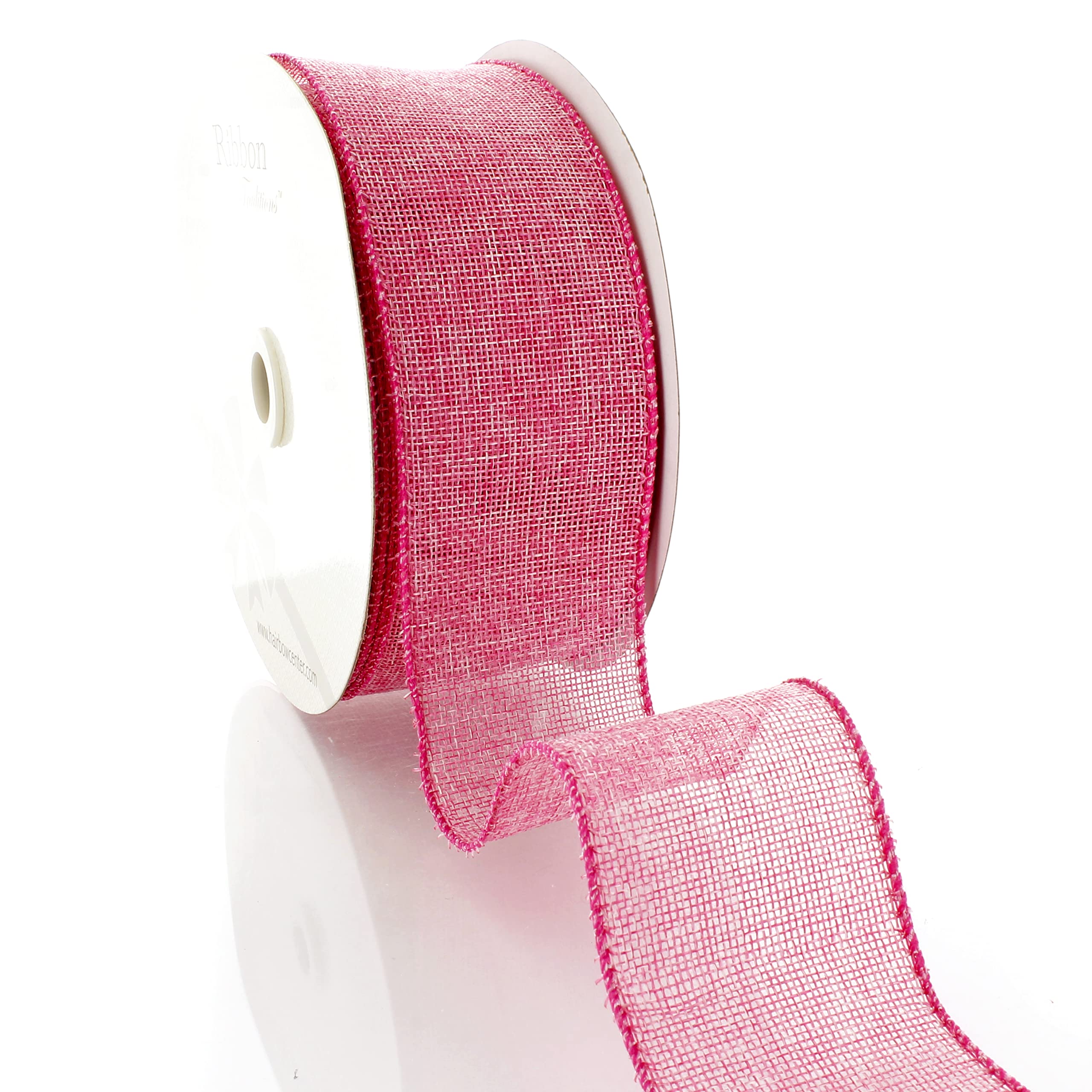2.5 Inch Wired Burlap Ribbon Berry Pink - 10 Yards Bulk Spool for Hair Bows, Gift Wrapping, Wedding Decor & DIY Crafts