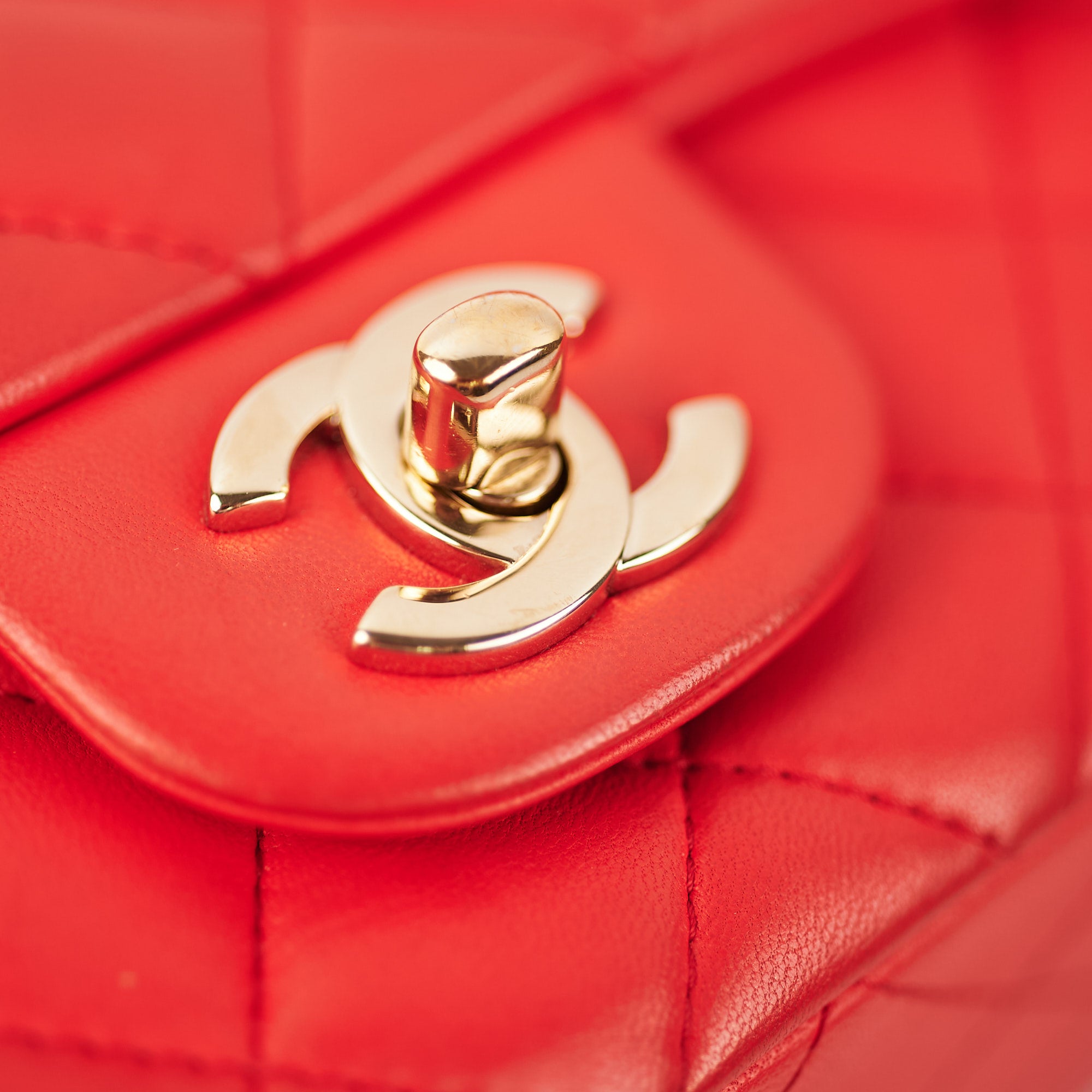 Chanel Quilted Mini Rectangular Flap Bag in Red with Orange Undertone - Luxury Crossbody Purse for Women, Perfect for Date Night & Evening Events