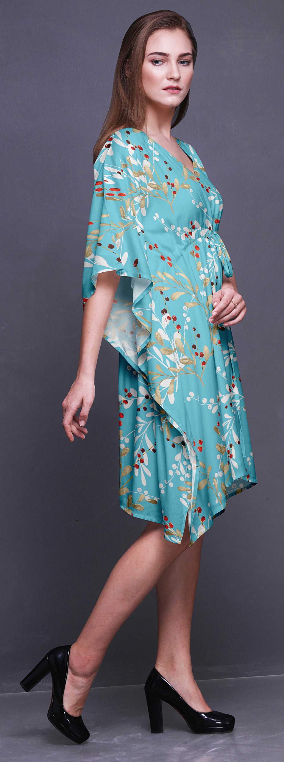 Bimba Short Caftan Midi Dress - Women's Beach Cover Up Swimwear Kaftan for Pool, Vacation & Summer Outfits