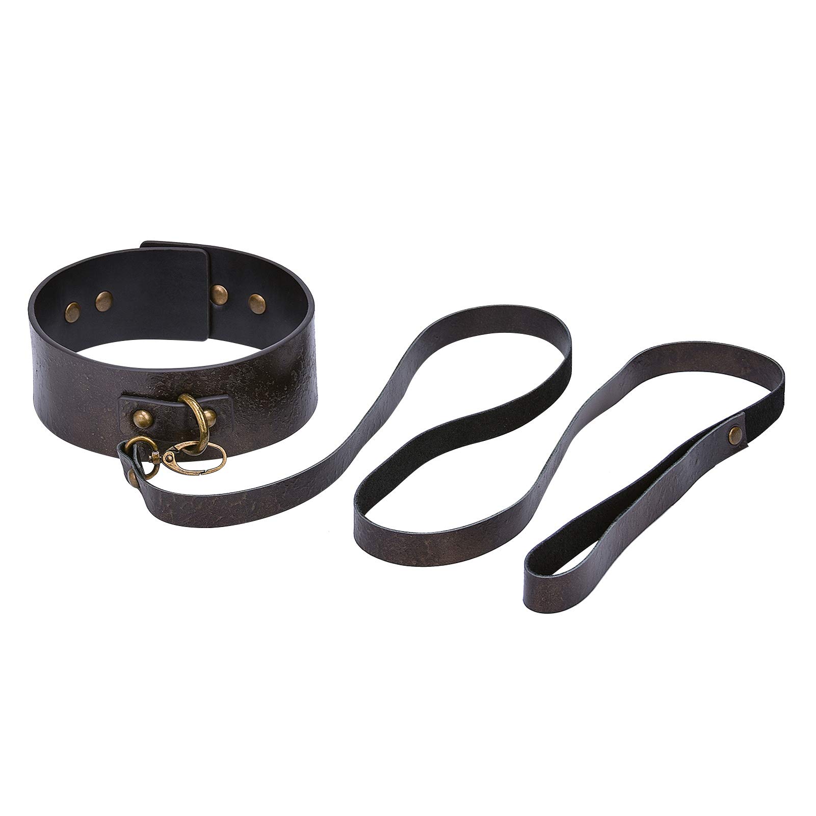 BDSM Leather Collar with Leash Set - Adjustable Locking Bondage Gear for Men & Women - Perfect for Couples Play, Roleplay, and BDSM Scenes