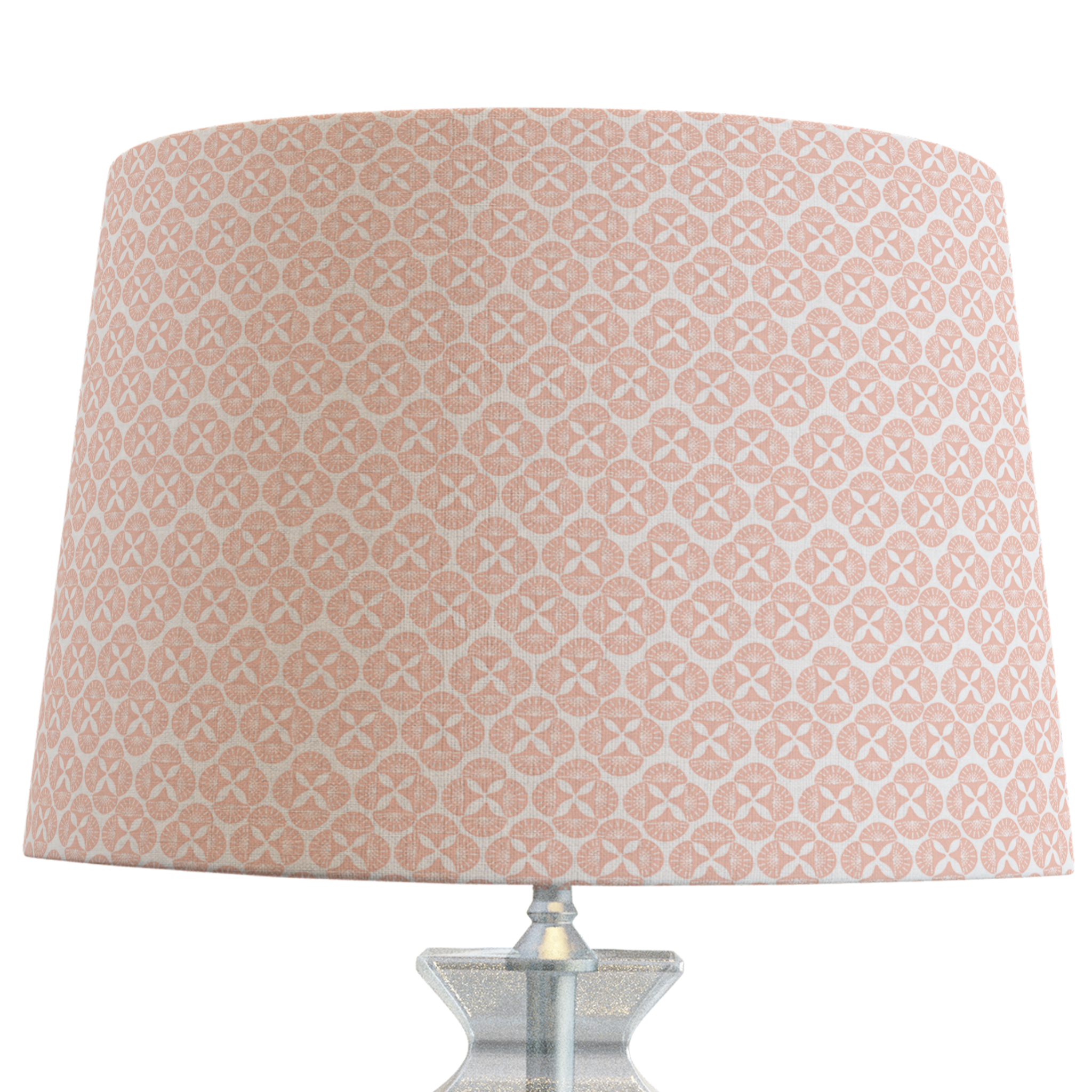 Coral Pink Coastal Patterned Lampshade with Sea Star Design - Perfect for Beach House Decor, Bedroom Lighting & Coastal Theme Interior