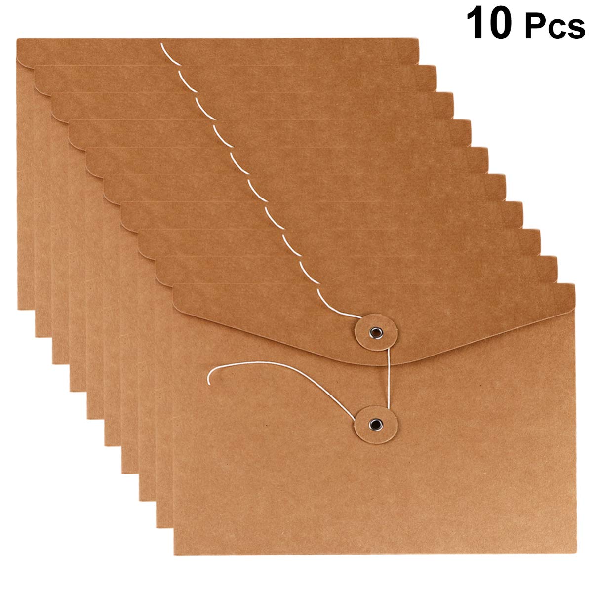 10pcs Kraft File Folders - A4 Document Organizer with Elastic Closure for Office, School, and Home Organization | Perfect for Bills, Receipts, and Important Papers