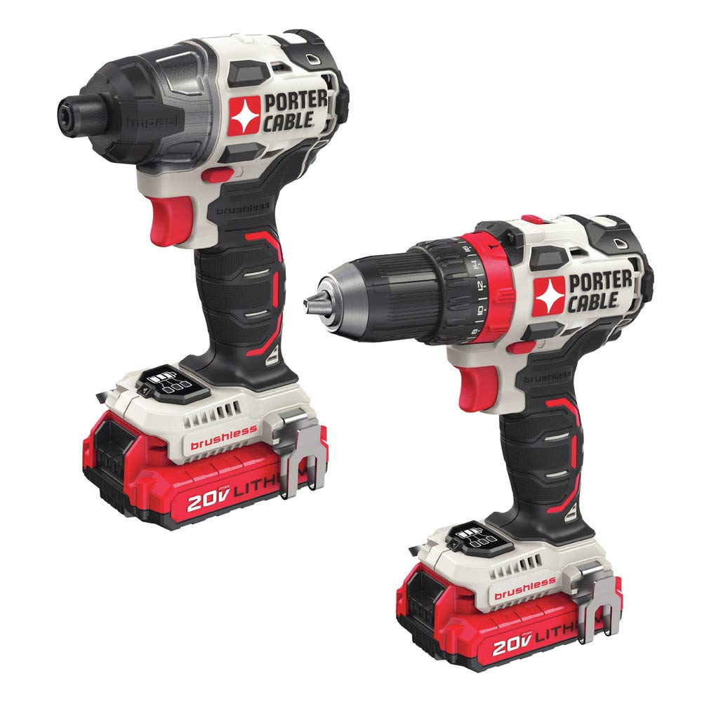 PORTER-CABLE 20V MAX Cordless Drill and Impact Driver Combo Kit with 2 Batteries & Charger (PCCK619L2) - Perfect for DIY Projects, Home Repairs, and Professional Construction Work
