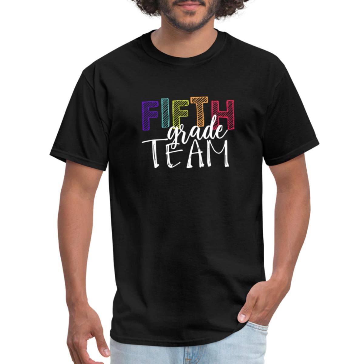 Spreadshirt Fifth Grade Team Teacher T-Shirt for Men - Comfortable Cotton Crewneck Tee for School Staff, Teacher Appreciation & Classroom Spirit