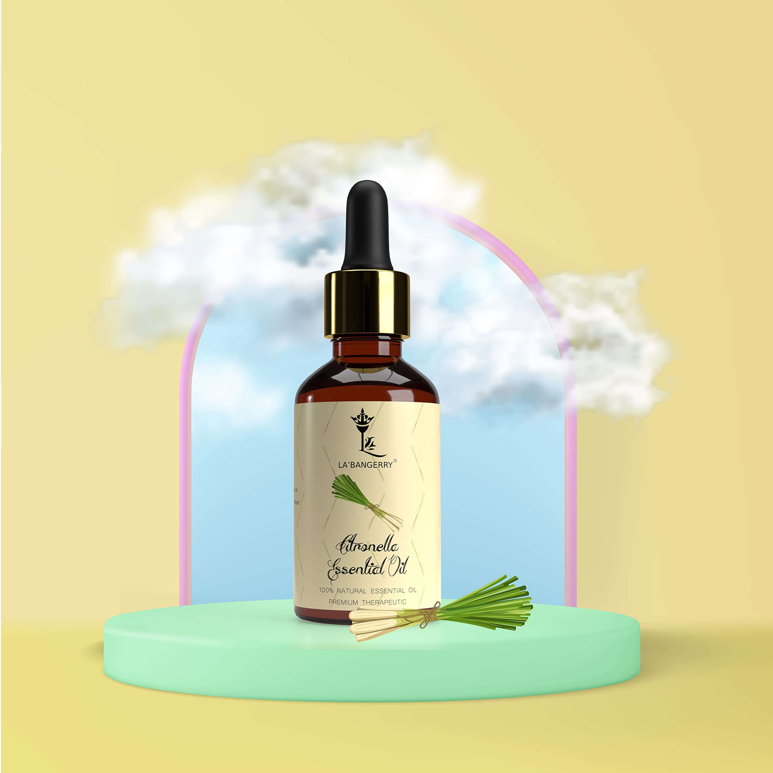 LA'BANGERRY Citronella & Rosemary Essential Oils Set (30ml) - Aromatherapy Diffuser Oils for Skin Care, Hair Growth, Candles & More | Perfect for Relaxation, Spa, Massage & Home Fragrance