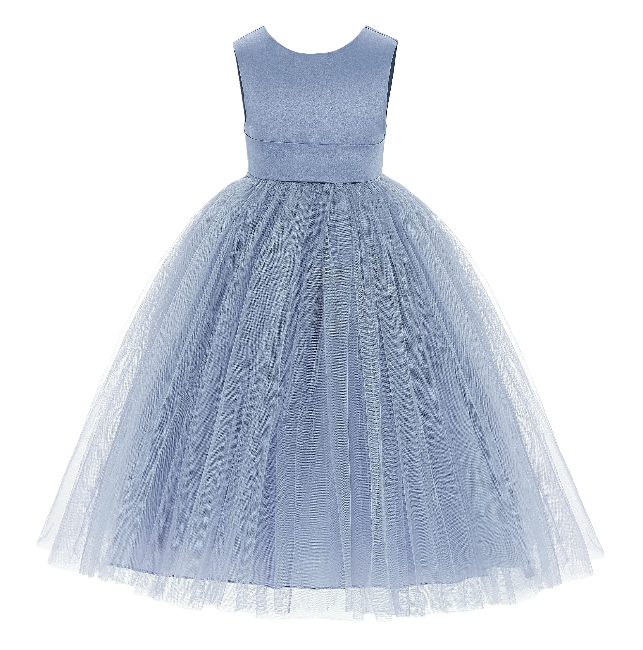 Elegant V-Back Satin Flower Girl Dress for Toddlers - First Communion Gown & Formal Party Dress 219 | Perfect for Weddings, Baptisms, and Special Occasions