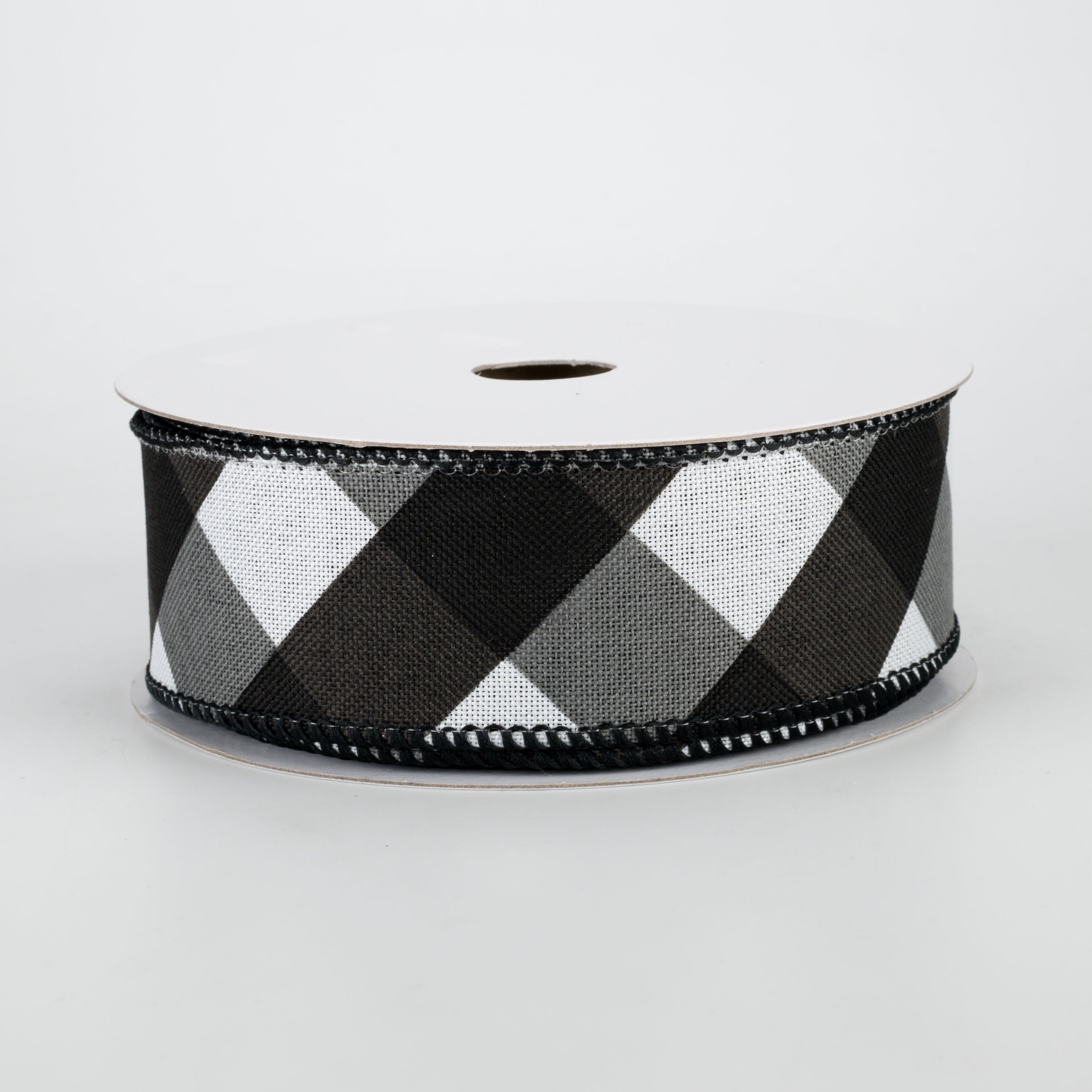 1.5 Inch Bold Check Basketweave Ribbon - Black & White Grosgrain Ribbon (10 Yards) for Gift Wrapping, DIY Crafts, Wedding Decorations and Party Favors
