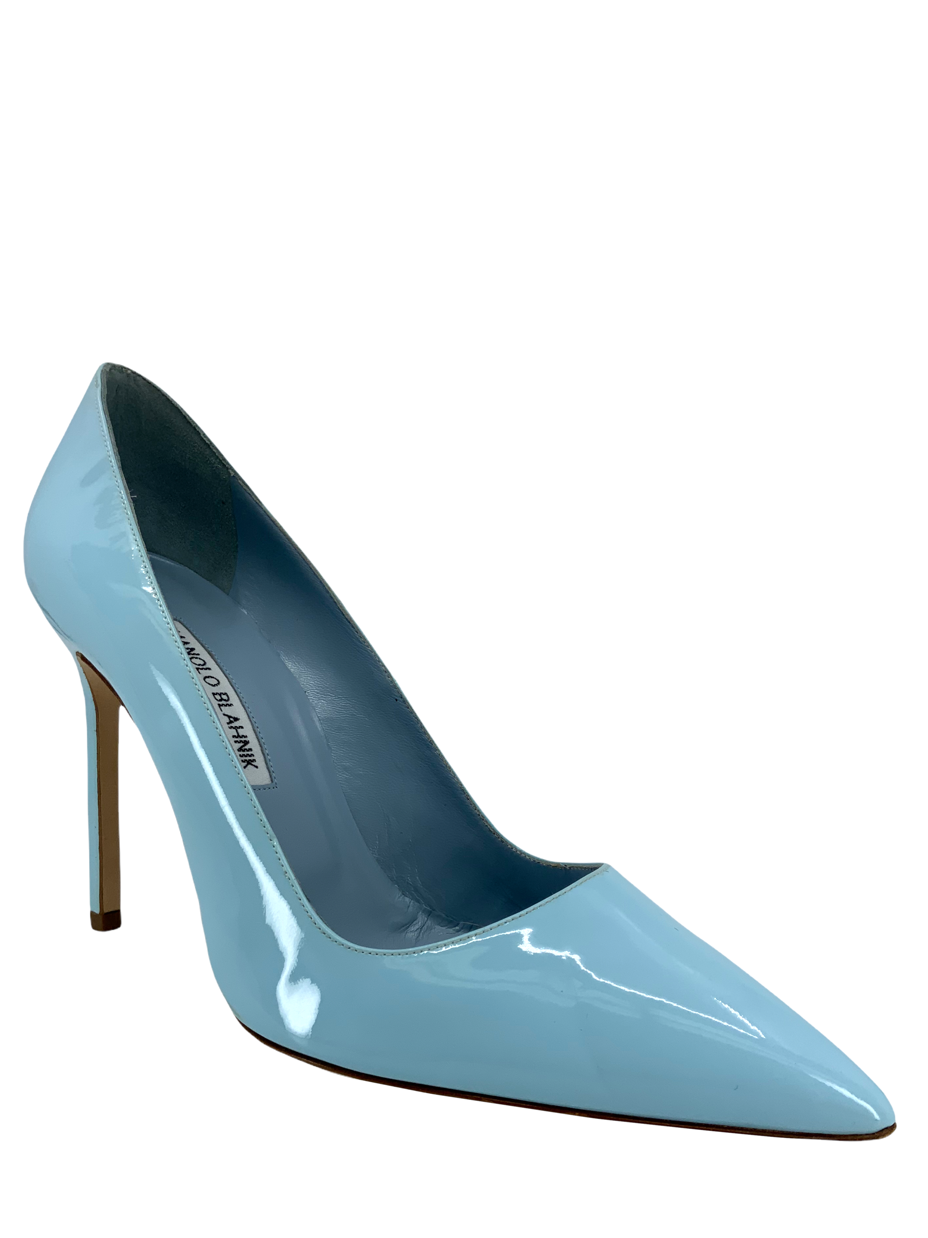 Manolo Blahnik BB Patent Leather Pointed Toe Pumps - Women's Size 8.5 US (38.5 EU) - Classic High Heel Dress Shoes for Wedding, Party & Evening Wear
