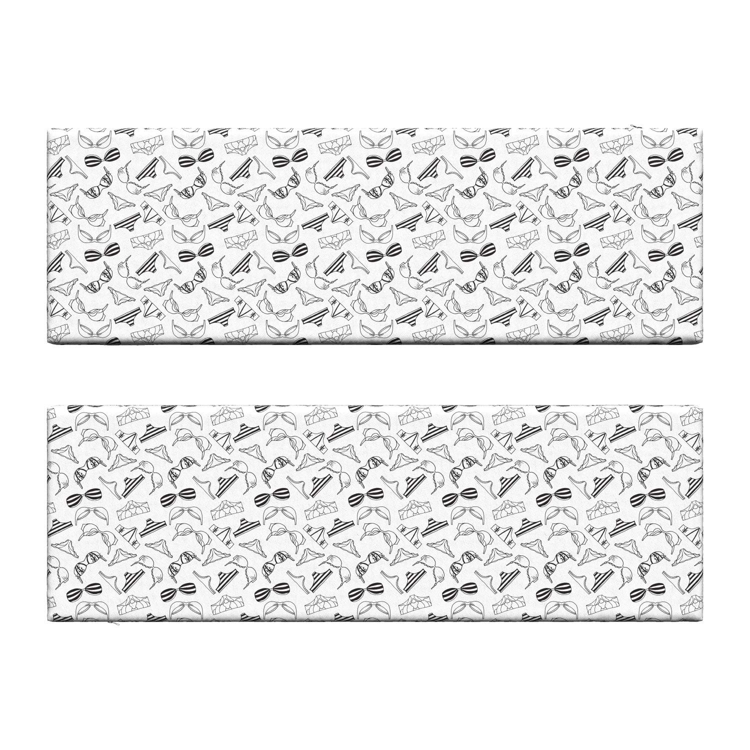 Ambesonne Black and White Bench Cushion Set of 2 - Lingerie Underwear Pattern Bras & Panties Doodle Feminine Design - Standard Size 45