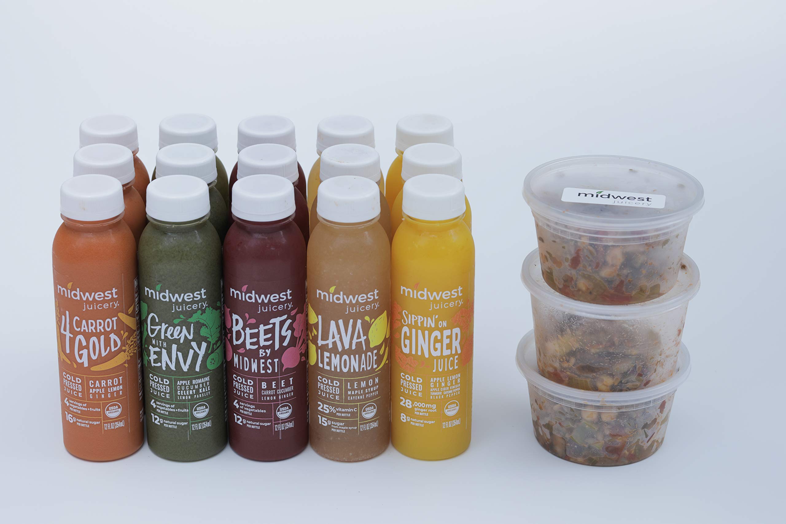 Organic Cold-Pressed Juice Cleanse & Plant-Based Meal Kit - 3-Day Digestive Detox with 15 Bottles & 3 Dinners | Low Sugar, RAW, Nutrient-Dense, Never Frozen | Perfect for Weight Loss, Gut Health & Post-Workout Recovery