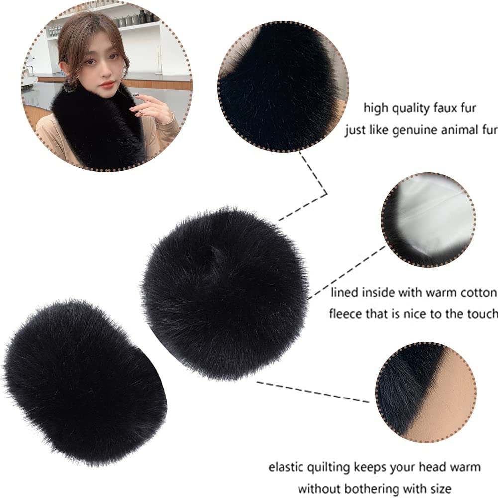 Uposao Faux Fur Wrist Band Ring Cuffs - Soft Winter Arm & Leg Warmers for Women | Cozy Pulse Warmer Sleeves for Cold Weather, Fashion Accessories & Outdoor Activities