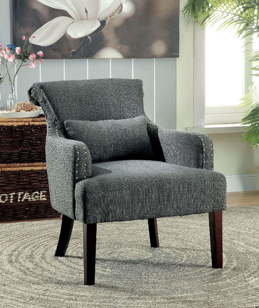 247SHOPATHOME Modern Grey Living Room Chairs - Comfortable Lounge Chairs for Home, Office & Reading Nook - Soft Fabric Accent Chair with Sturdy Frame