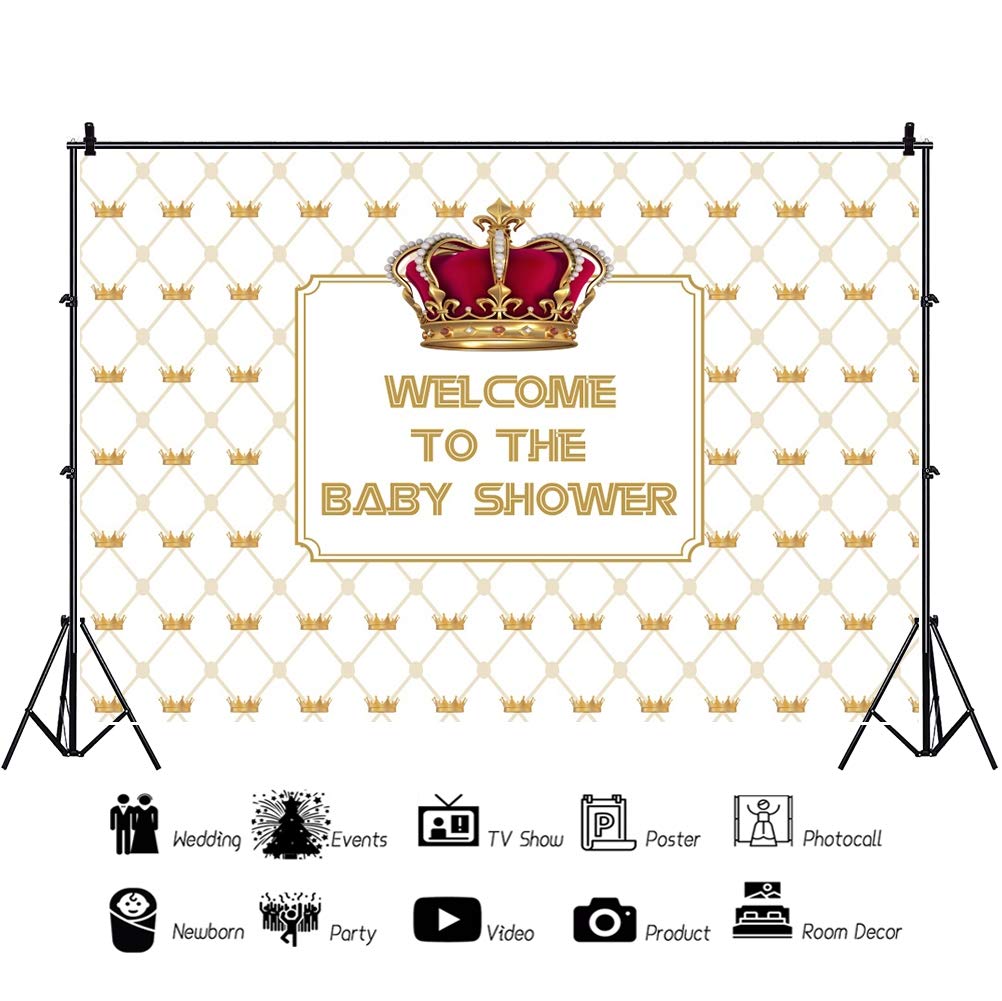 Baocicco 5x3ft Baby Shower Backdrop - Golden Crown Tiara Photography Background for Newborn Portrait Studio, Welcome Party Decor | Perfect for Baby Showers, Gender Reveals & Newborn Photo Props