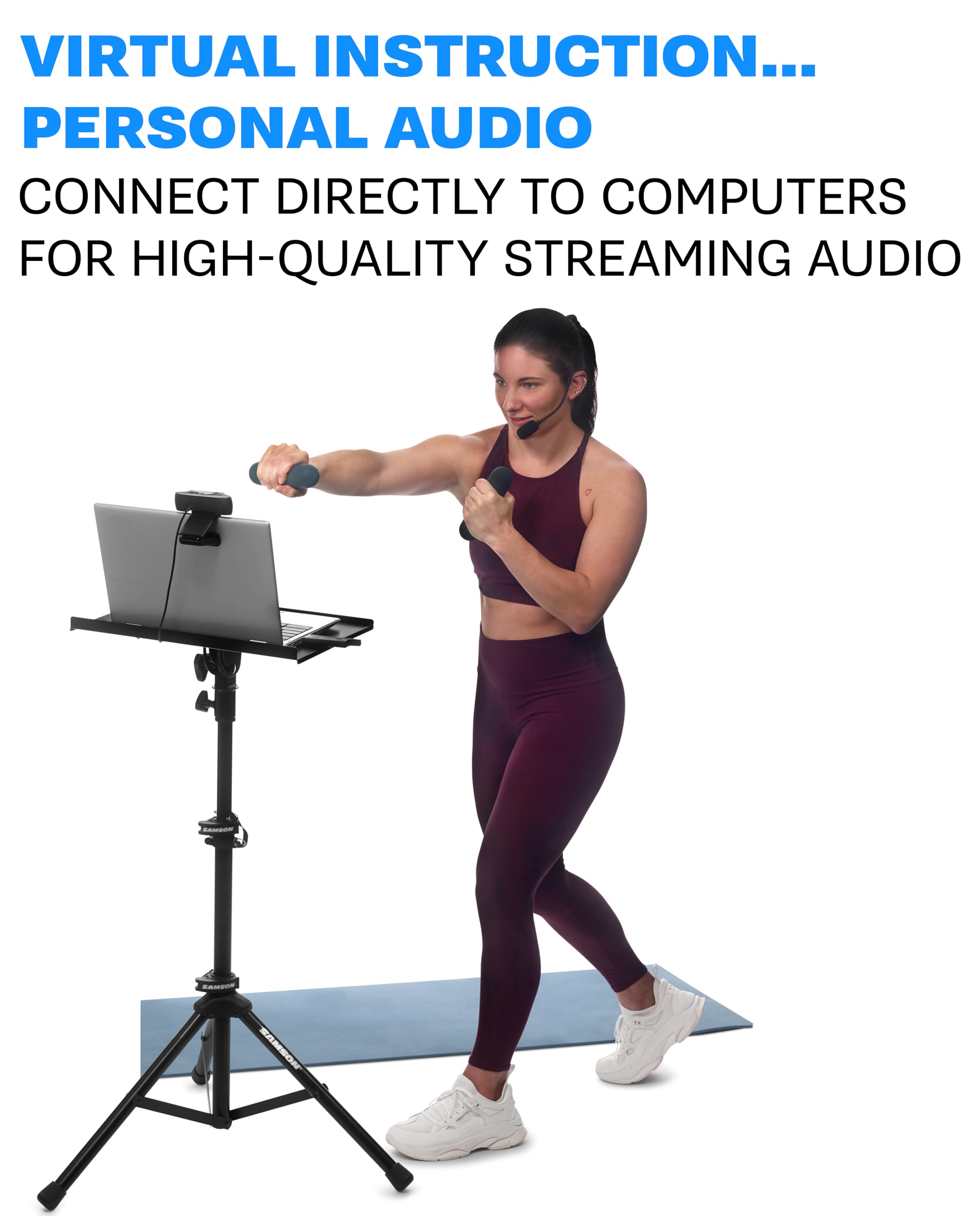 Samson Airline XD Digital Wireless Fitness Headset with USB Receiver - Rechargeable Battery for Computers & Portable PA Systems - Ideal for Mobile Trainers, Virtual Workouts & Home Gym Use
