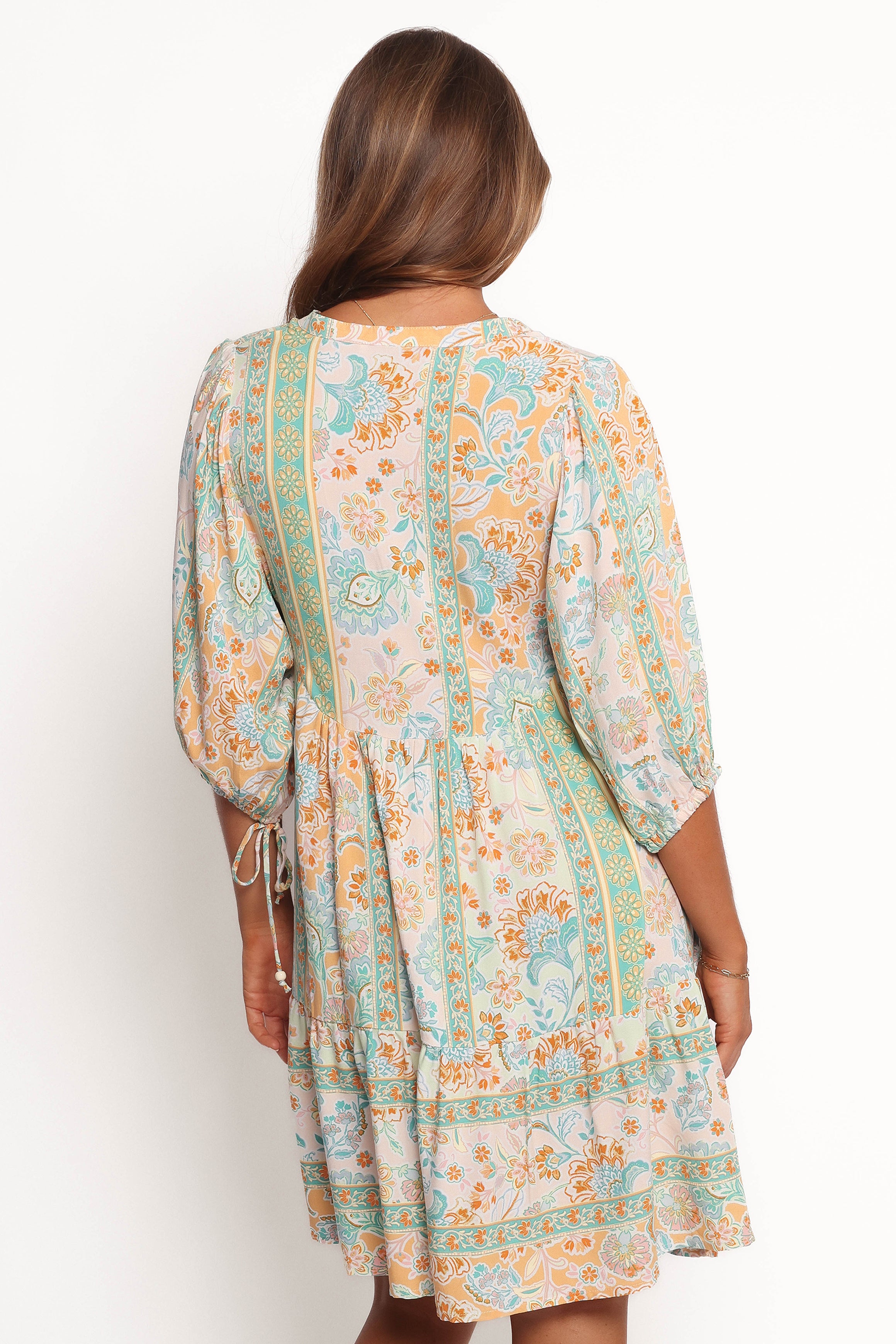 Arden Mini Dress - Green Multi Color Floral Print Women's Summer Dress for Casual Outings & Beach Vacations