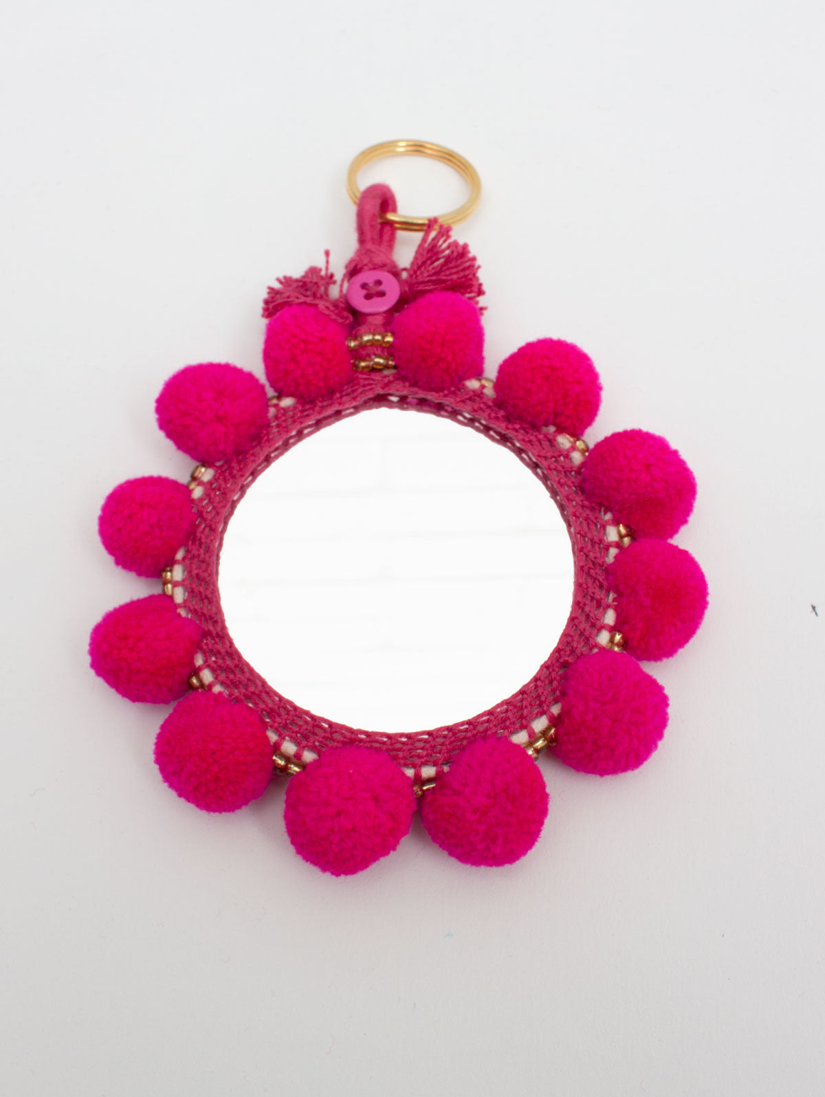 Super Soft Pom Pom Mirror Keychains - Large Size, Cute & Stylish Accessories for Women, Girls, Teens - Perfect for Handbags, Backpacks, Wallets & Key Organization