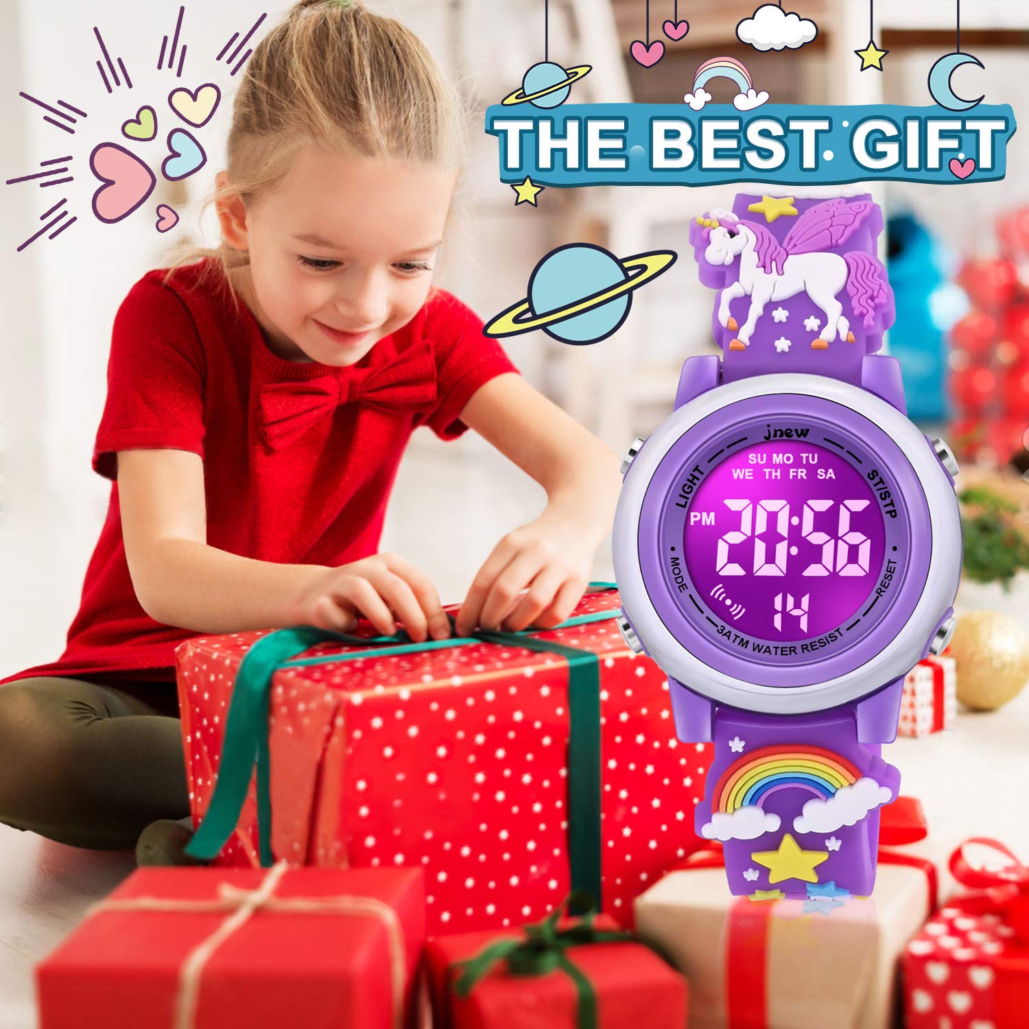 3D Cartoon Waterproof Watch for Girls with Alarm - Perfect Gift for Ages 3-12 - School & Swimming