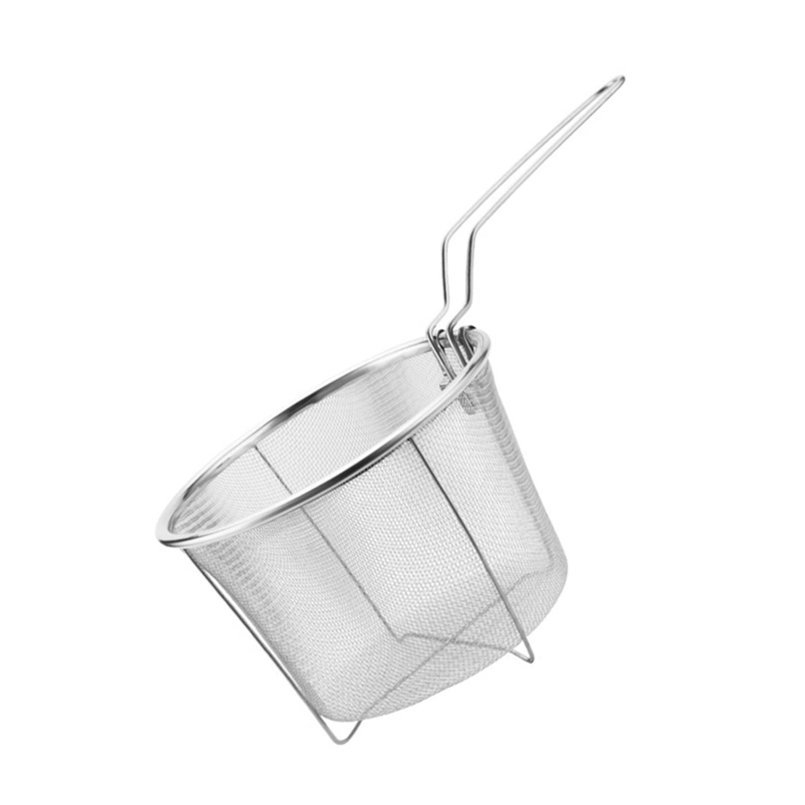 TOMYEUS 15cm Stainless Steel Deep Fry Basket - Heavy Duty Wire Mesh Chip Frying Basket with Handle for French Fries, Onion Rings & More - Perfect for Home Kitchens & Commercial Deep Fryers