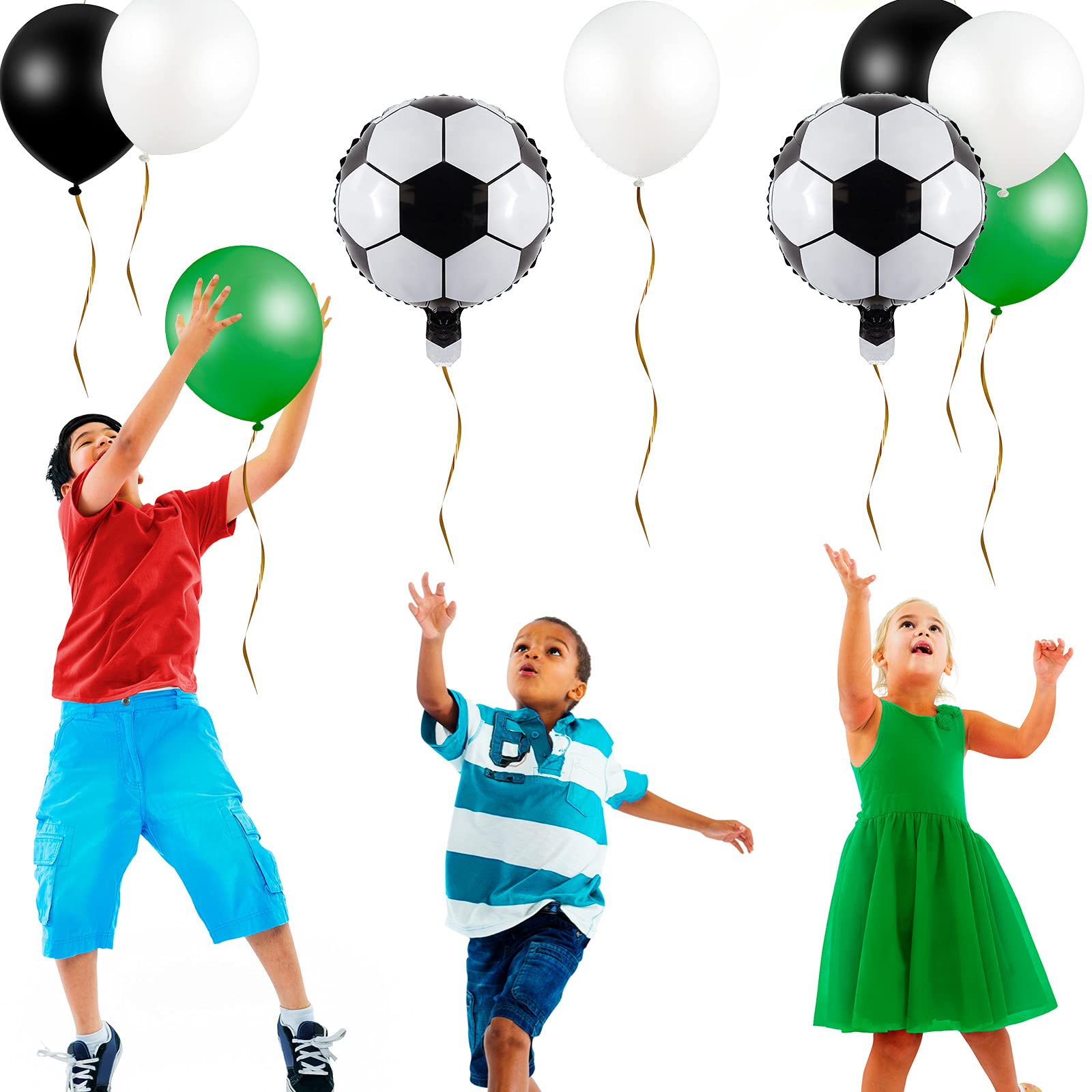 70-Piece Soccer Balloon Set for Birthday Parties - Includes 10 Metallic Foil Soccer Balloons & 60 Latex Balloons - Perfect for Boys & Girls Soccer Themed Decorations - Great for Birthday Decor, Team Celebrations & Sports Events