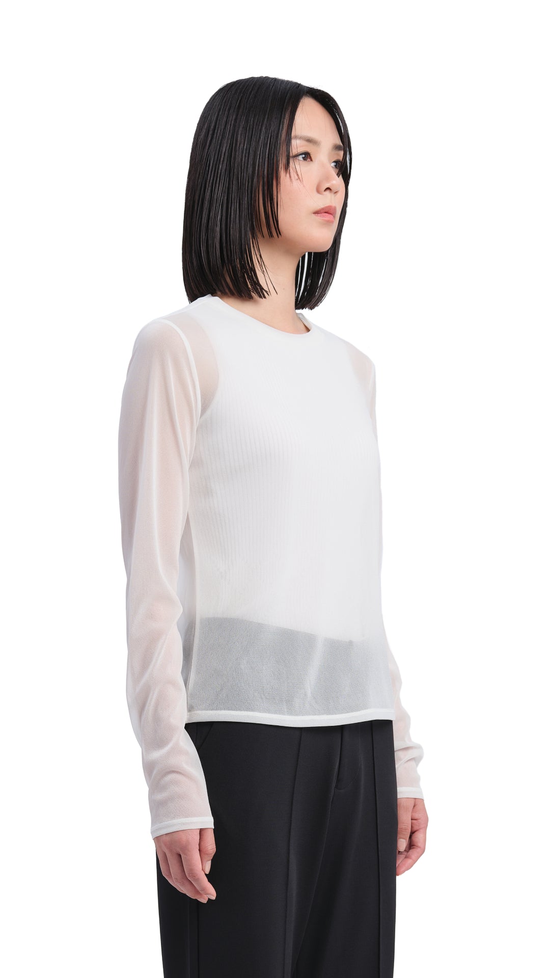 Sheer Mock Neck Tops for Women - Elegant Long Sleeve Blouse for Casual Wear, Office, Date Night & Layering