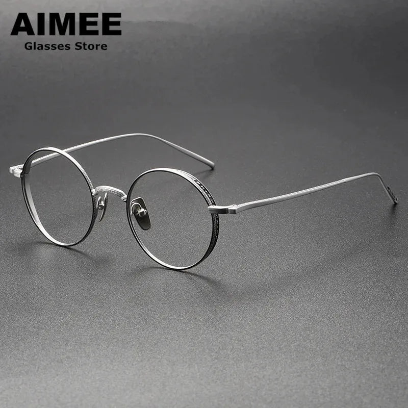 Aimee Unisex Full Rim Round Titanium Eyeglasses Frame 133087 - Lightweight Durable Glasses for Work, Reading & Everyday Wear