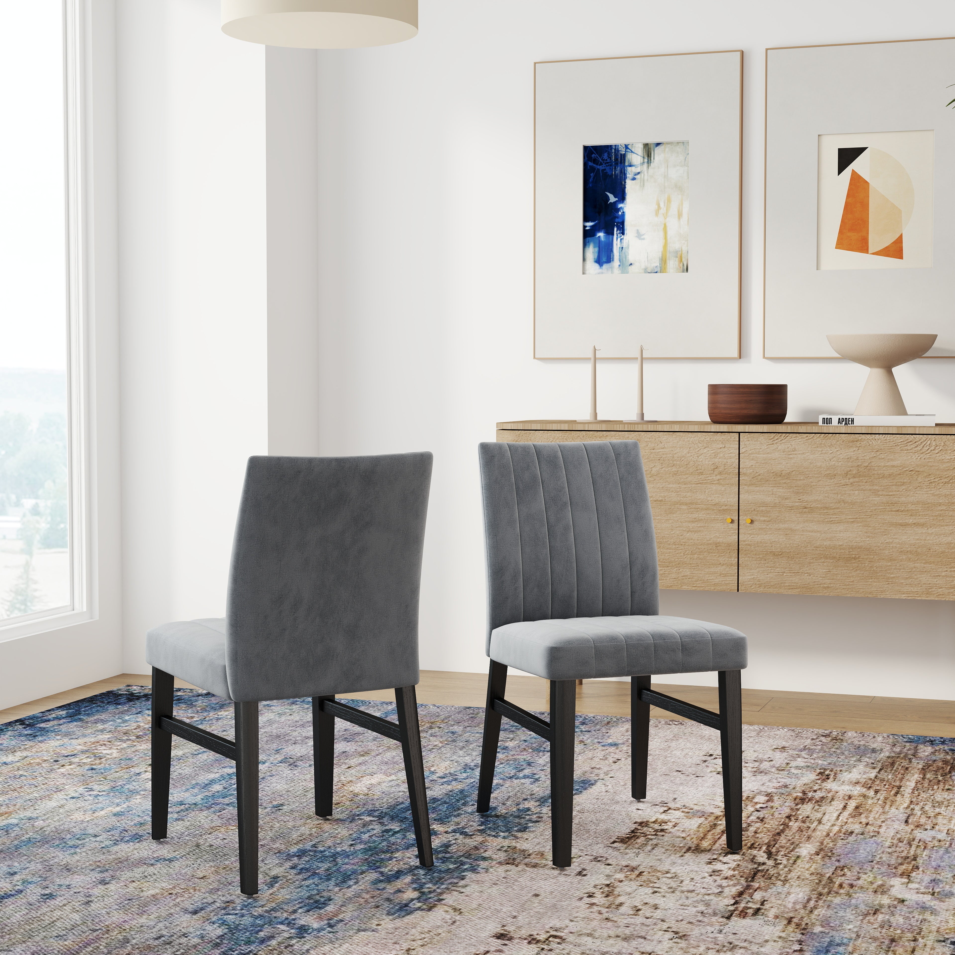 Roundhill Furniture Wendell Contemporary Upholstered Dining Chairs Set of 2 - Modern Kitchen & Dining Room Seating for Home & Restaurant Use