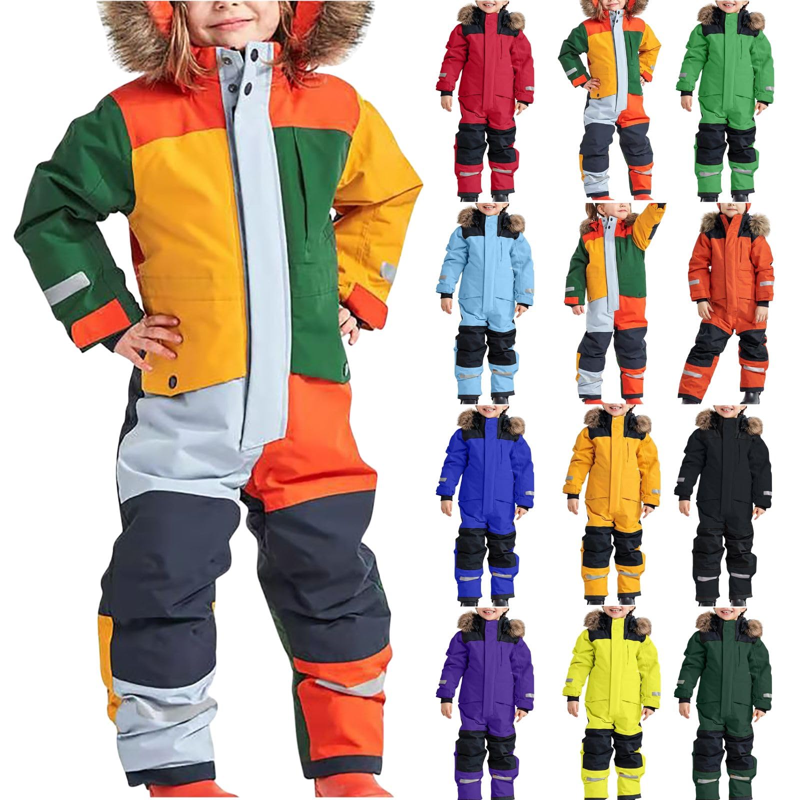 **Kids Waterproof Ski Suit - Windproof One-Piece Snowsuit for Boys & Girls - Warm Winter Outdoor Snow Clothes for Skiing, Snowboarding & Play**