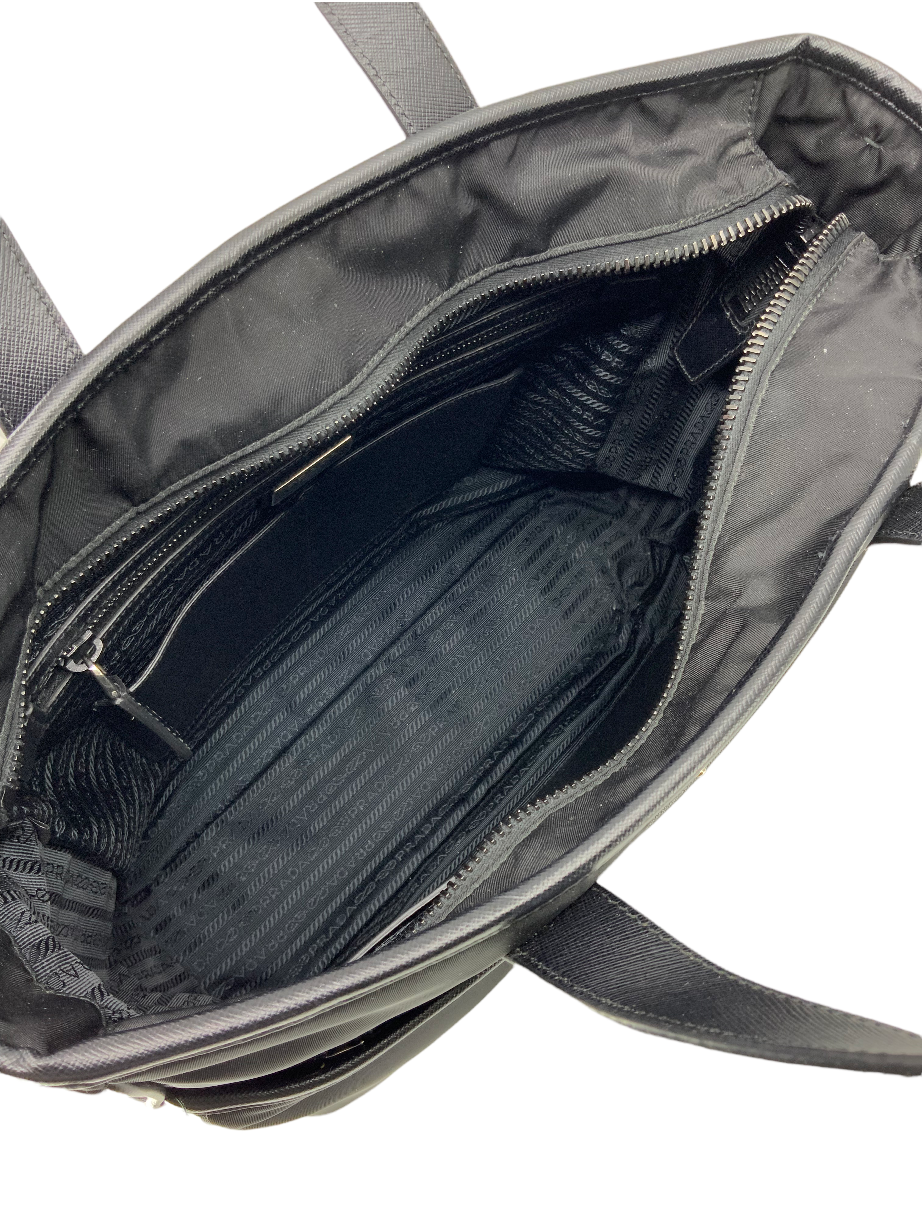 PRADA Re-Nylon Convertible Zip Tote Bag with Saffiano Leather Trim - Stylish Shopping Bag for Work, Travel & Everyday Use