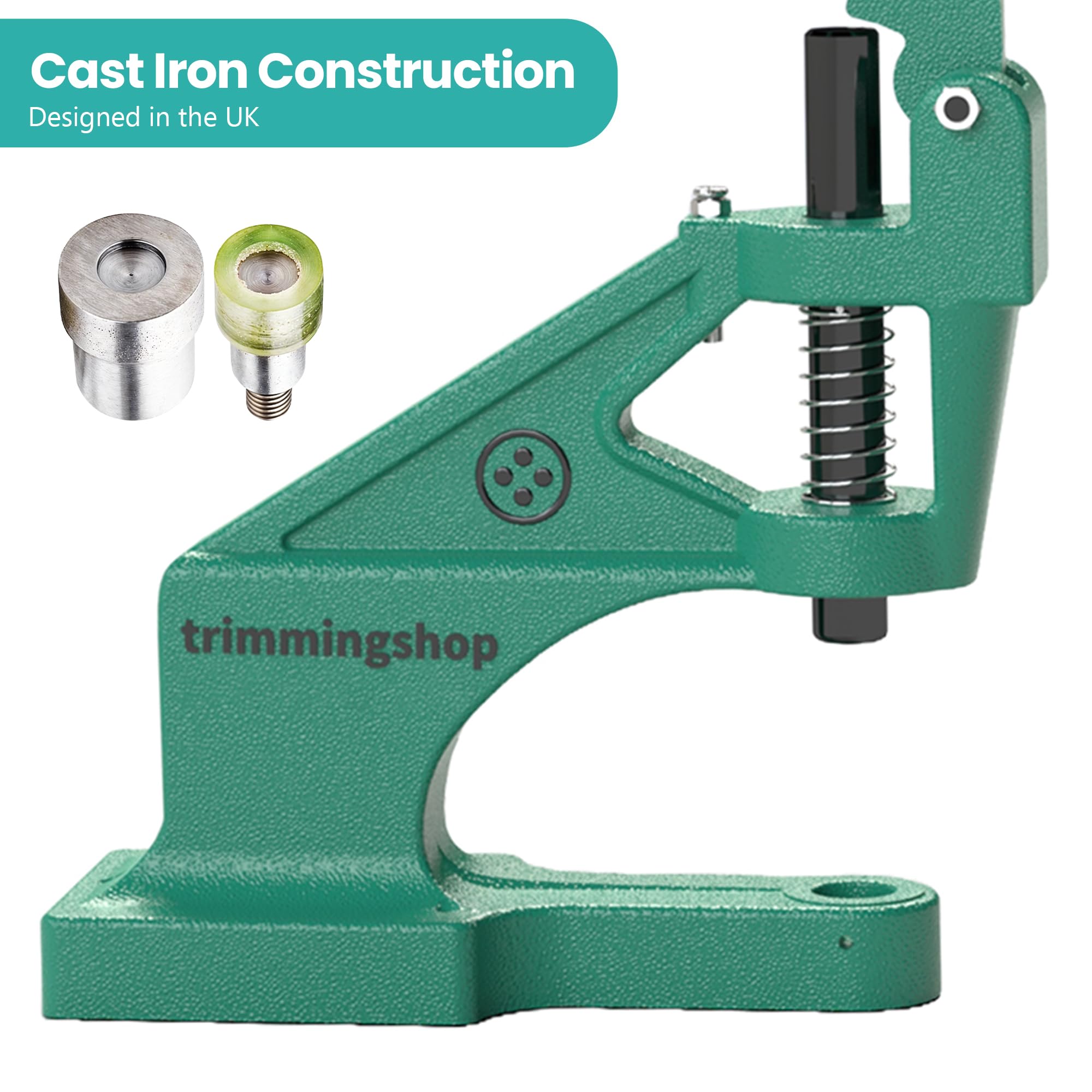 10mm Green Two-Piece Double Cap Rivets with Hand Press Machine - Ideal for Leather Crafting, DIY Projects, and Metal Fabrication